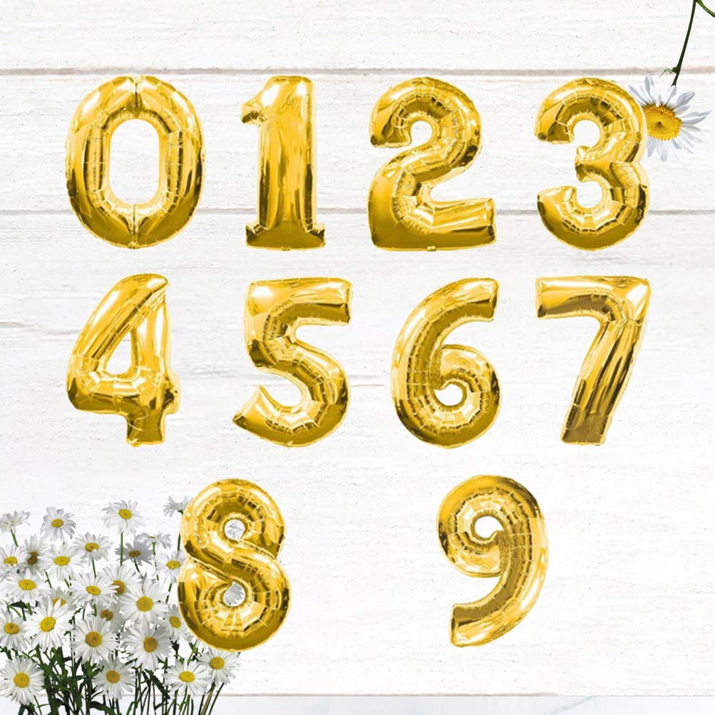 10 Pack Large Number Balloons for Birthday Party Decorations - Helium Balloons, Giant Numbers 0-9 for Wedding, Graduation, Anniversary & Baby Shower Decor