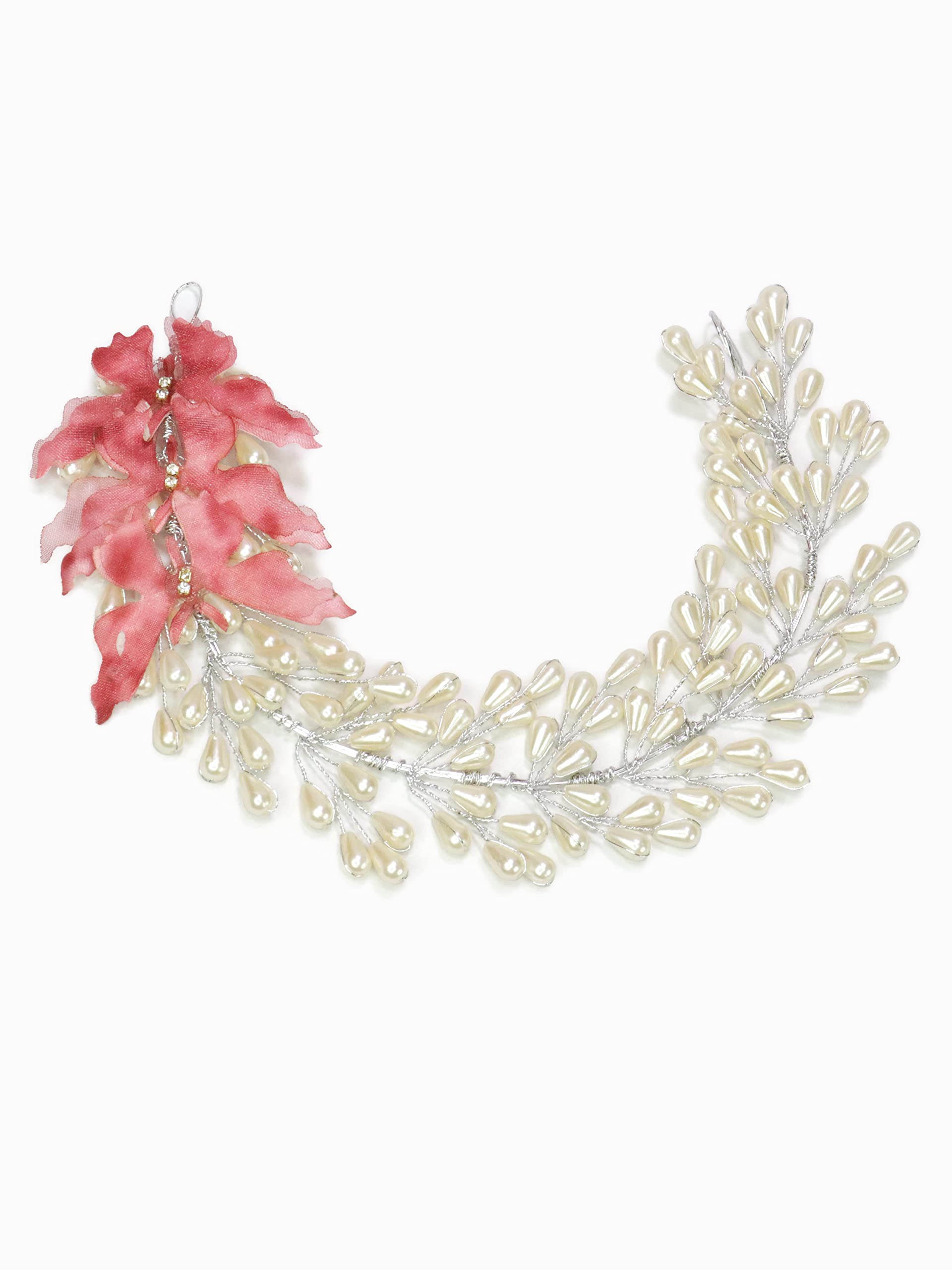 FIMBUL Pearl Pink Butterfly Hair Vine Headpiece - Elegant Bridal Headdress Hair Accessories for Women & Girls - Perfect for Weddings, Prom, Parties & Special Occasions