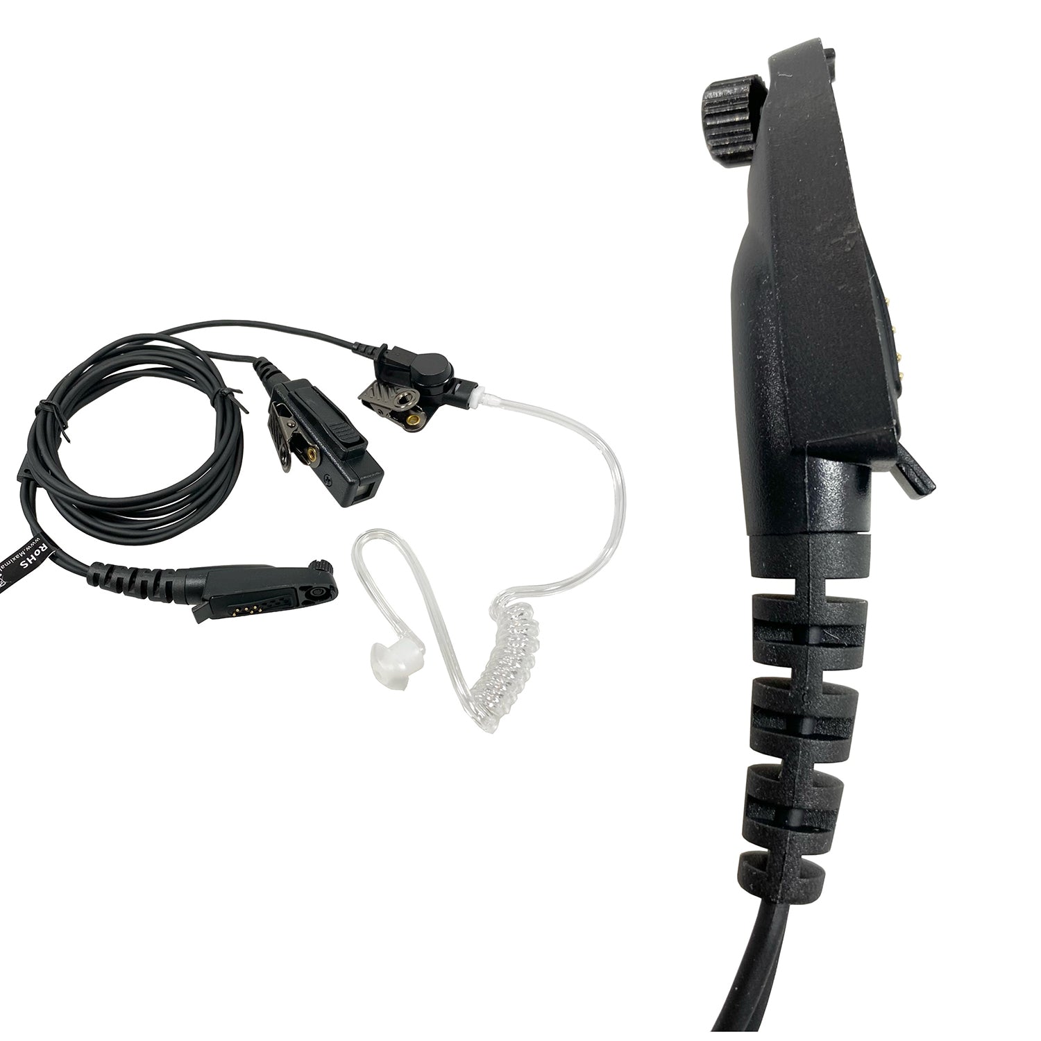 2-Wire Headset Kit with Clear Coil Tube Earbud & PTT Mic for Motorola EX500 EX600 - Perfect for Two-Way Radios, Security, Construction, and Outdoor Communication