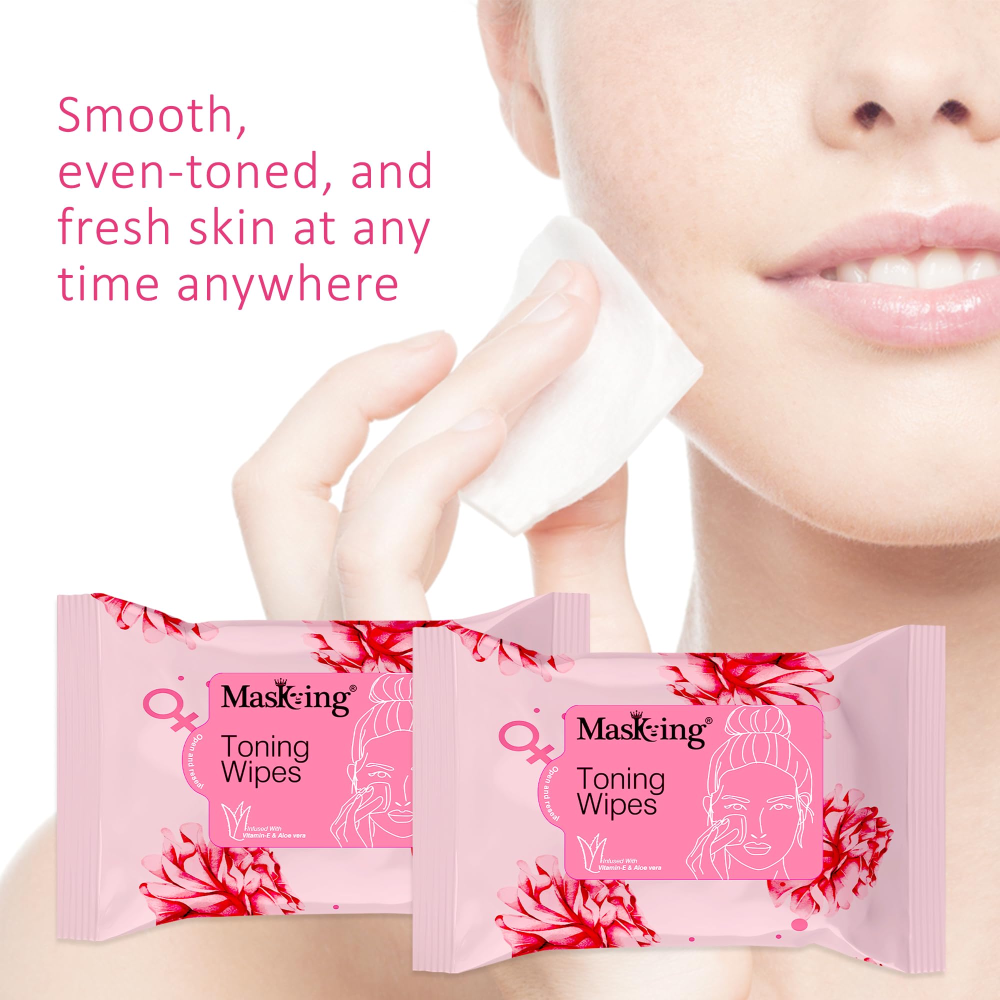 MasKing Cleansing Facial Wipes - Makeup Remover & Toner with Aloe Vera & Vitamin E | 6-Pack (10 Wipes Each) | Gentle for All Skin Types | Perfect for Travel, Gym & Daily Skincare Routine