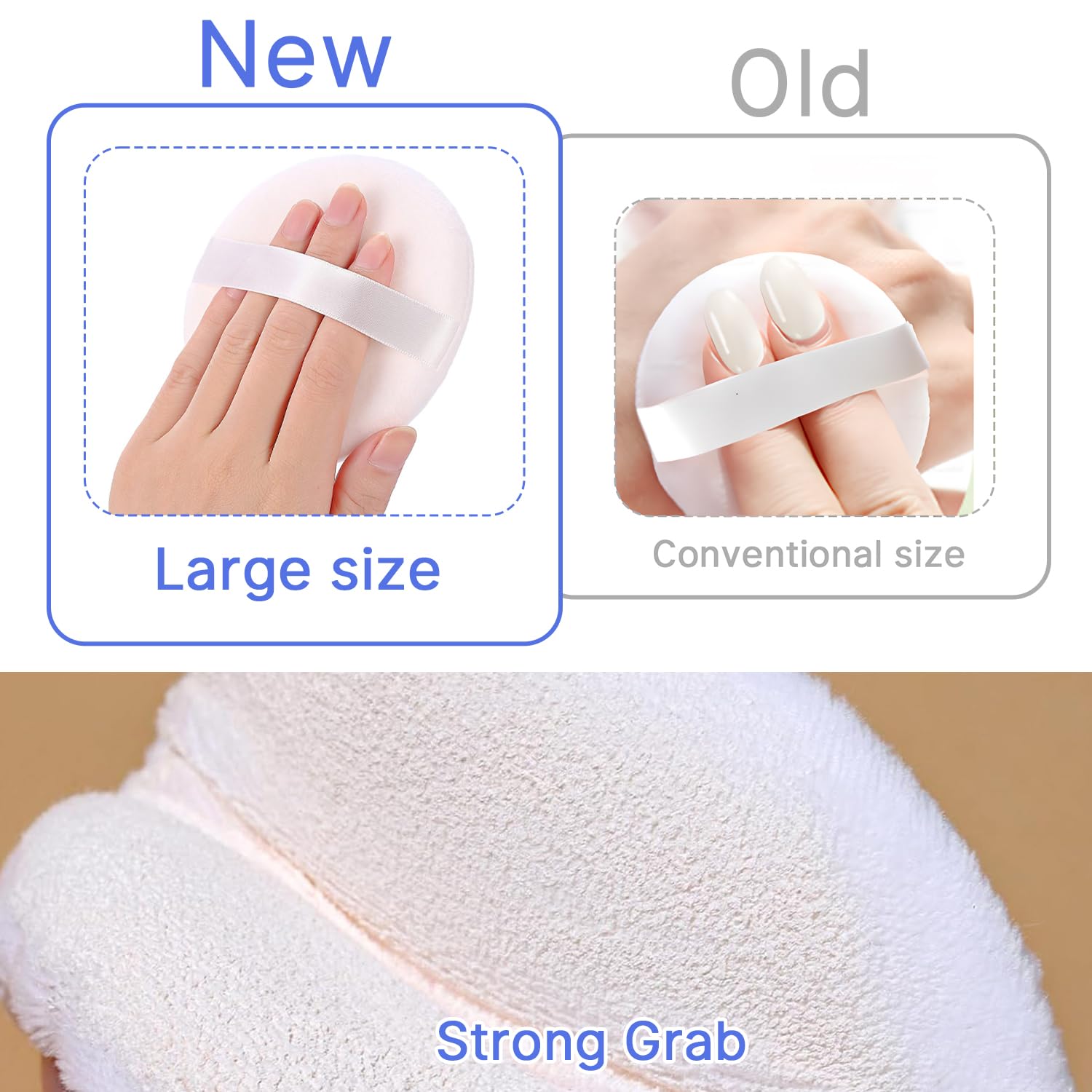 2 Pack Large Powder Puffs (3.14 Inch) - Soft Makeup Sponge for Face & Body Loose Powder Application - Perfect for Setting Powder, Baking & Touch-Ups (White)