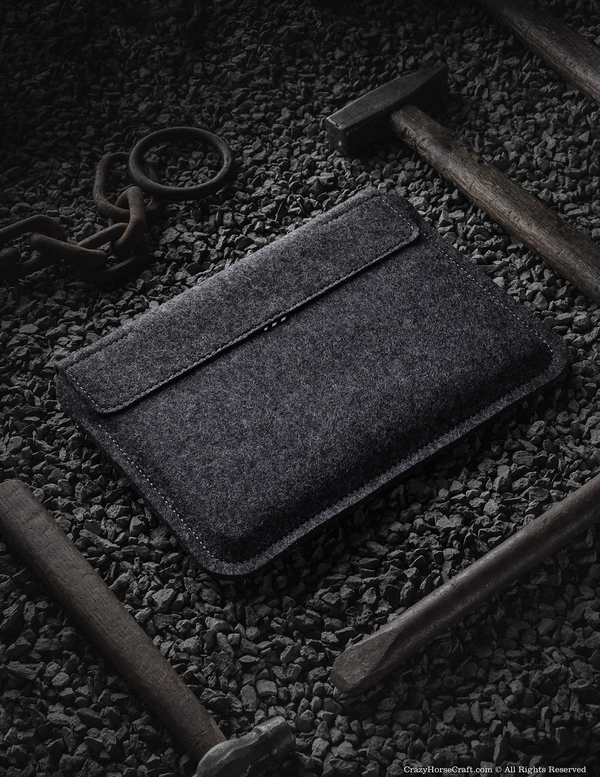 Premium Leather iPad Pro 12.9 Case (Stone Grey) & Wool Felt Sleeve for iPad Pro 11 | Durable Tablet Bag for iPad 10.2 | Crazy Horse Leather Cover for New 2020 iPad Air 10.9 | Perfect for Work, Travel & School Accessories