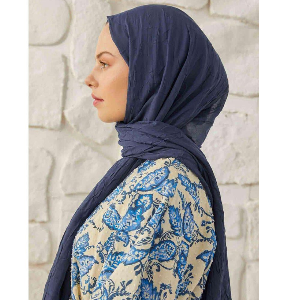 Breathable Bamboo Viscose Summer Hijab Scarf - Navy Blue | Lightweight & Comfortable Head Covering for Women | Perfect for Outdoor Activities, Travel & Daily Wear