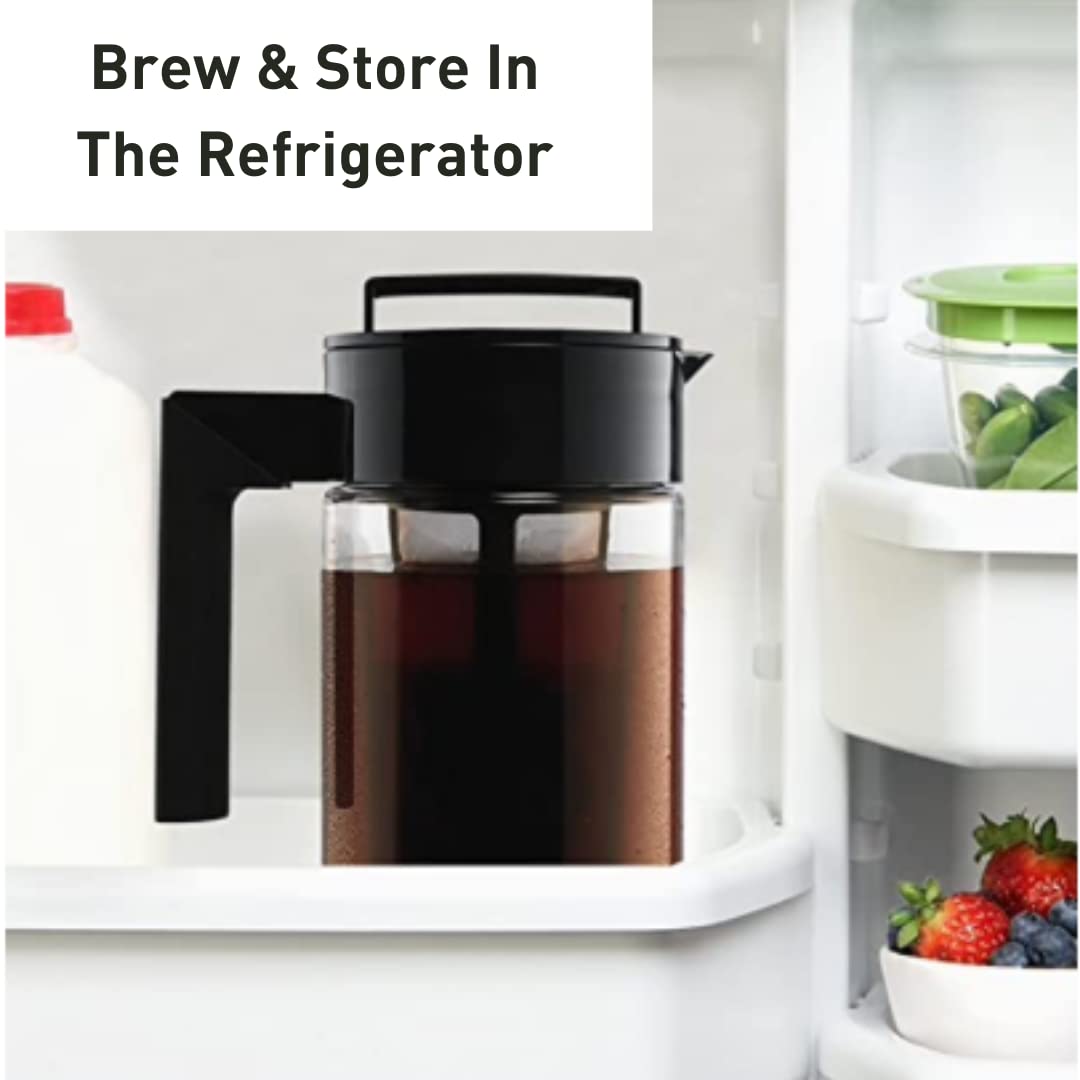 Takeya Patented Deluxe 1 Quart Cold Brew Coffee Maker with Airtight Lid - BPA-Free Iced Coffee Maker for Home & Office - Perfect for Smooth, Low-Acid Cold Brew Coffee Anytime