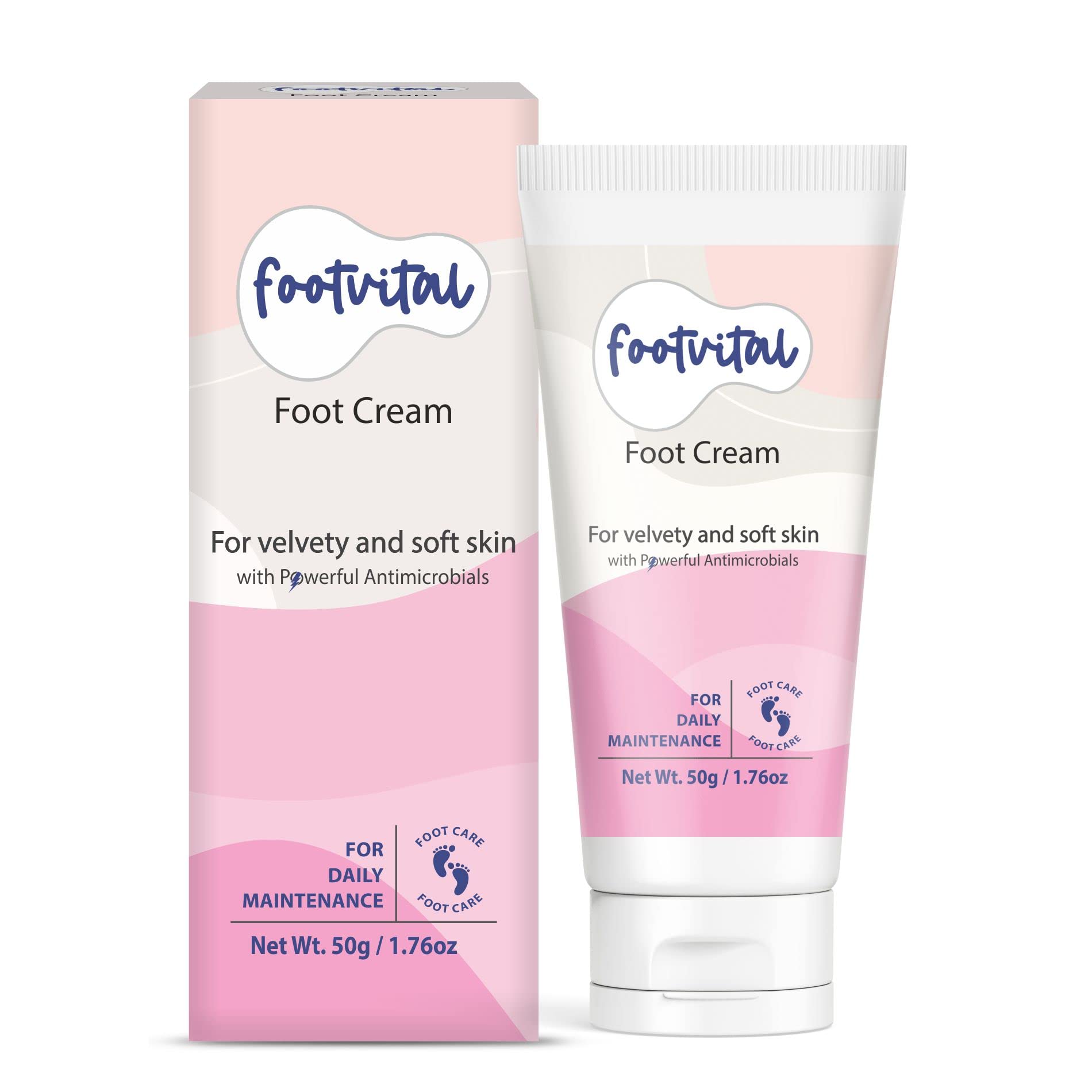 Footvital Moisturizing Foot Cream with Kokum Butter - Heals Dry, Cracked Heels & Softens Hard Corns | Non-Greasy Winter Foot Care for Smooth Skin | Perfect for Daily Use & Overnight Foot Repair - 50gm