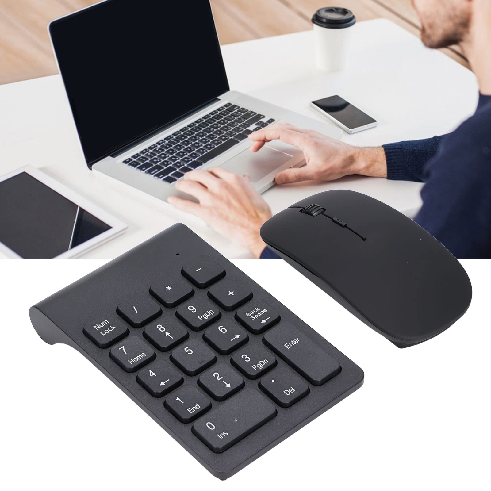 2.4GHz Wireless Keyboard and Mouse Combo - Ultra Slim Portable USB Rechargeable Numeric Keypad for Laptop, Desktop, PC - Perfect for Office, Home & Gaming Use