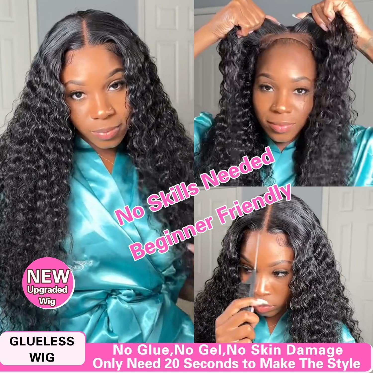 30 Inch Wear and Go Glueless Human Hair Wigs for Black Women - Pre Plucked Water Wave Lace Front Wig with Baby Hair 180% Density | Deep Curly Wigs for Daily Wear, Parties & Special Occasions
