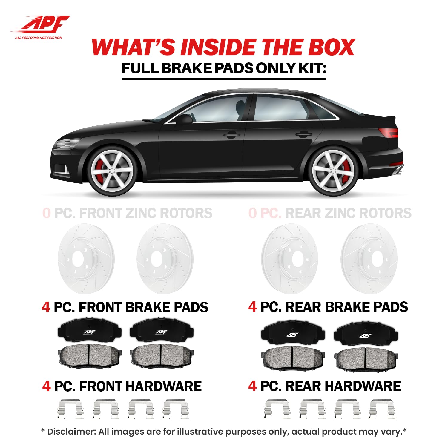 Ceramic Carbon Fiber Brake Pads for 2012-2015 Honda Pilot - Front & Rear Set | OEM Fit | Low Noise & Dust-Free | 10 Year Warranty | 8 Pads Included | Perfect for City Driving & Off-Road Adventures