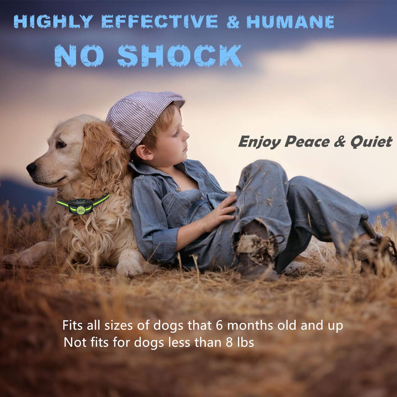 Rechargeable No Shock Bark Collar for Dogs - Humane Anti-Barking Training Device with Smart Chip, IP67 Waterproof, Adjustable for Small, Medium & Large Dogs - Perfect for Home, Travel & Outdoor Use