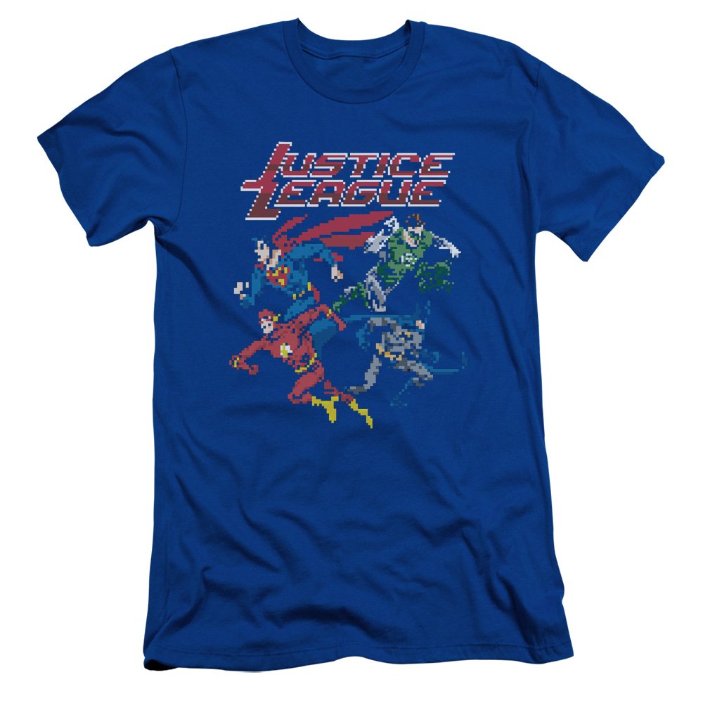 Trevco JLA Pixel League Tee - Royal Blue 2X for Casual Wear