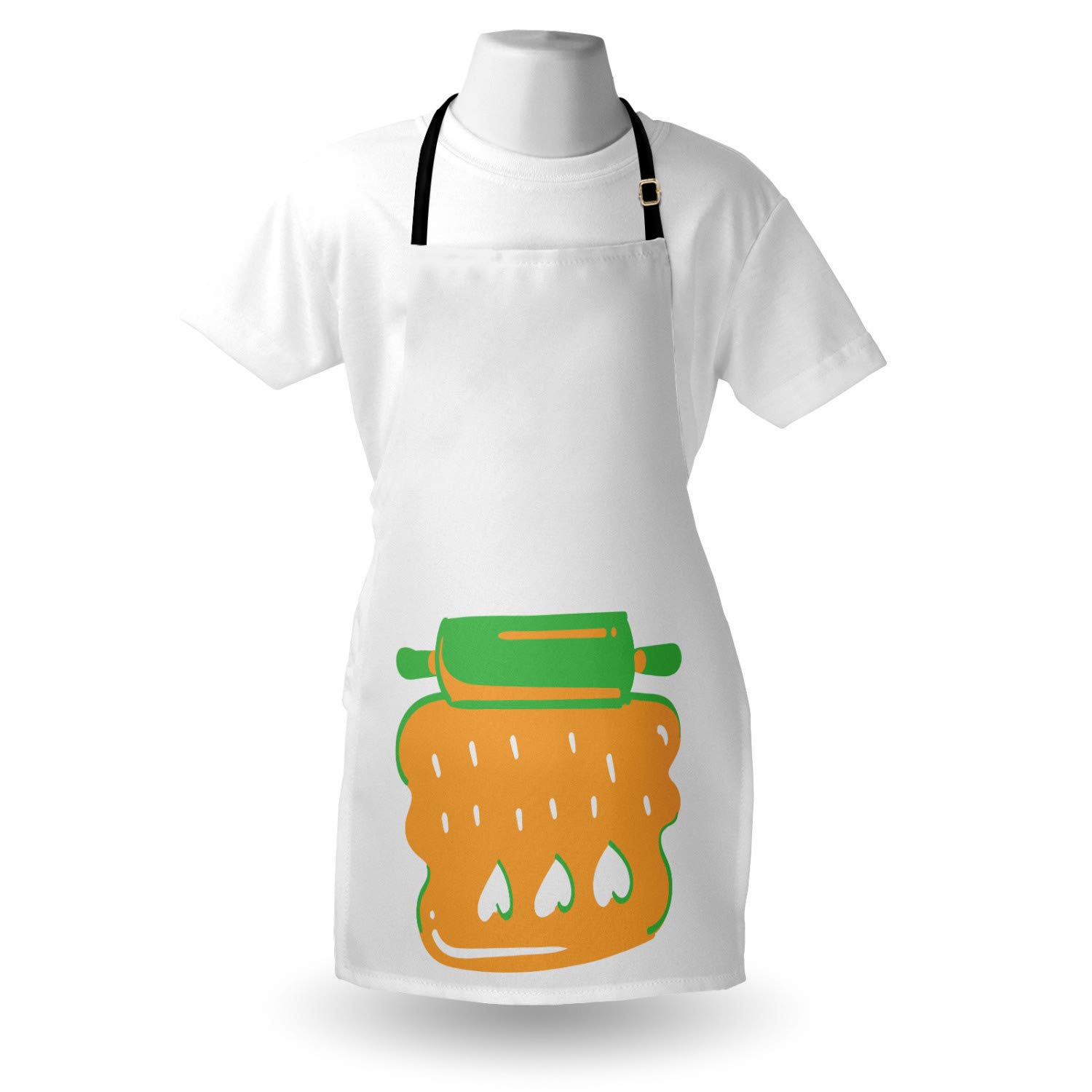 Ambesonne Personalized Chef Apron - Unisex Kitchen Bib with Adjustable Neck, Cartoon Baking Design & Colorful Rolling Pin Dough Motif - Perfect for Cooking, Baking & BBQ - Adult Size (Marigold Pearl)