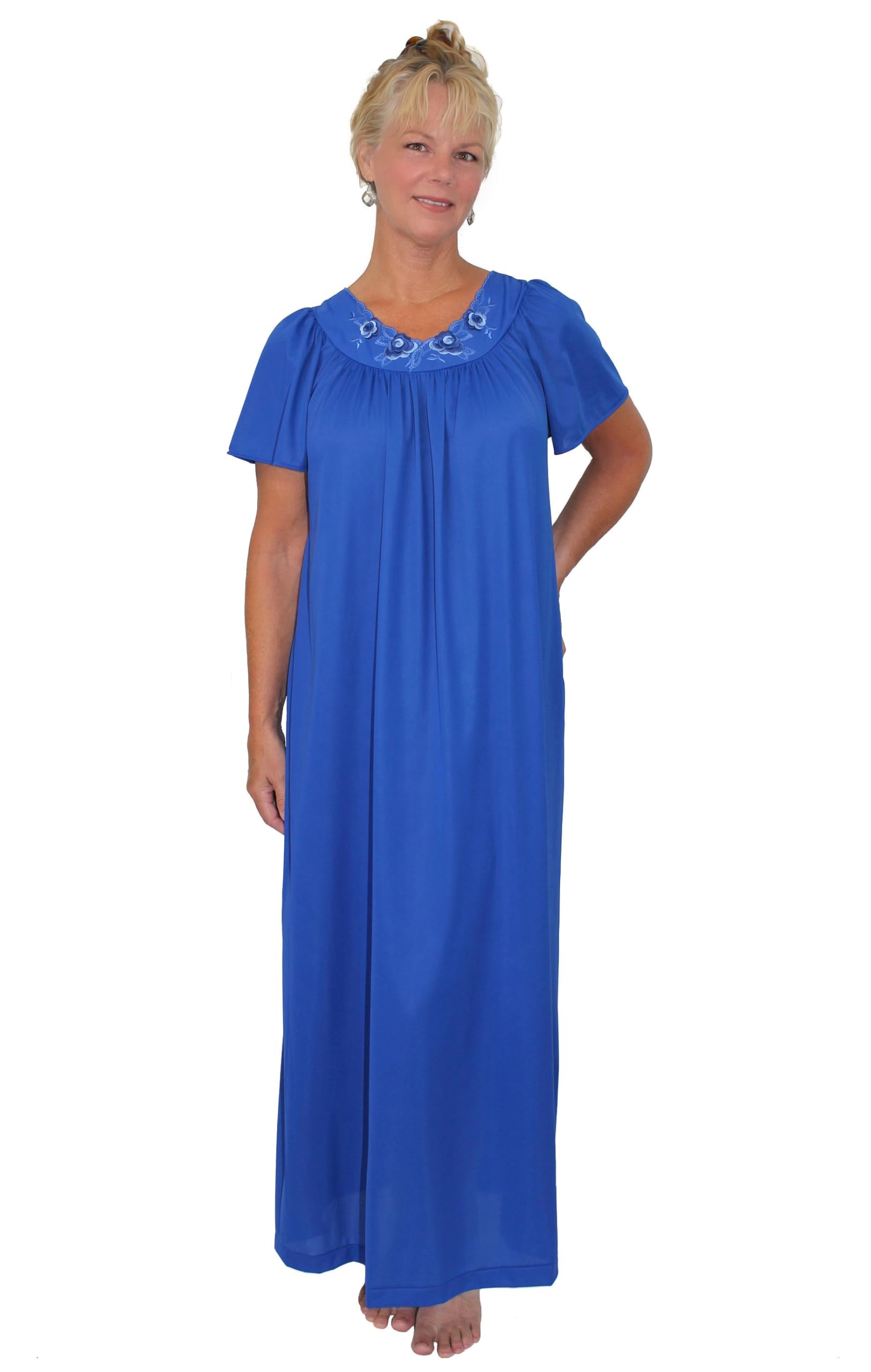 Shadowline Women's Nightgown & Long Sleeve Robe Pajama Set - Soft Nylon Sleepwear & Peignoir for Comfortable Lounge & Sleepwear - Perfect for Relaxing at Home, Spa Days & Cozy Evenings