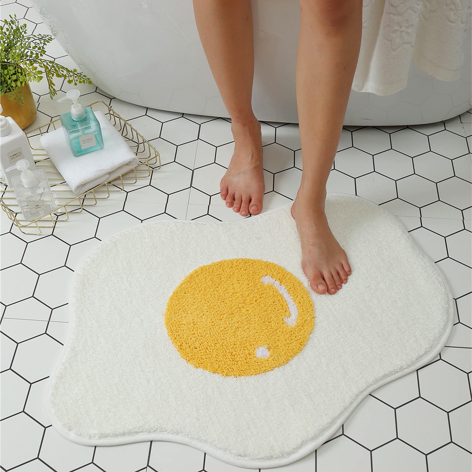 UKELER Soft Non-Slip Egg Shaped Bath Mat 29.5