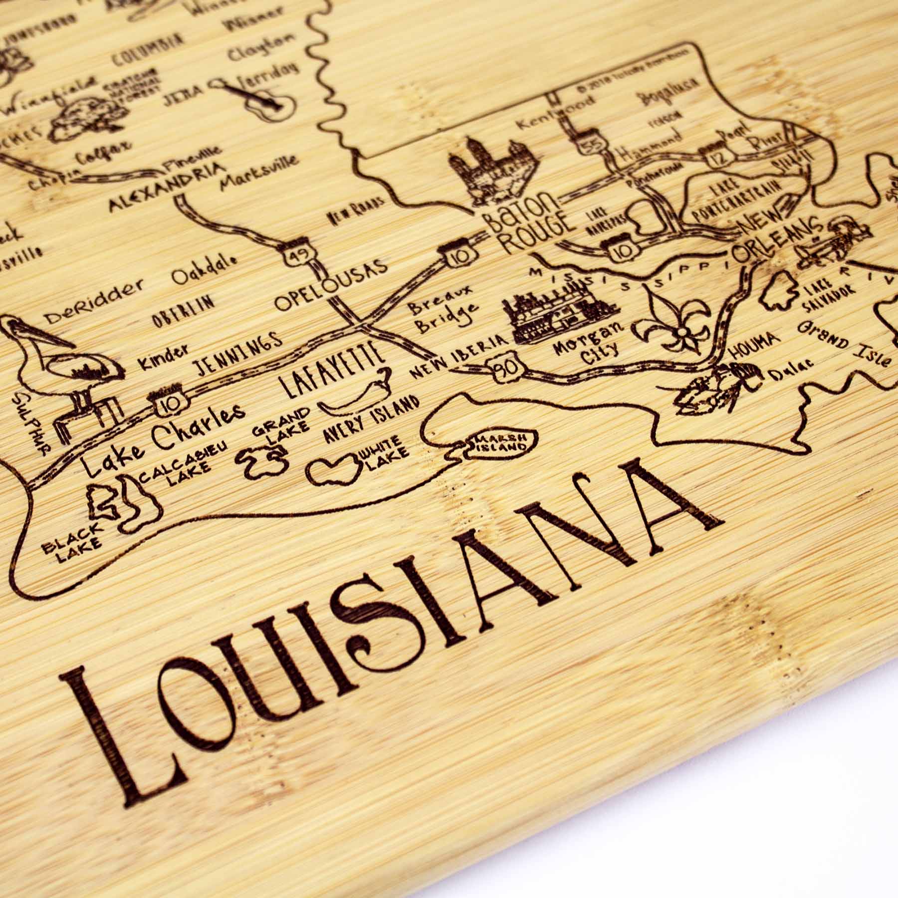 Louisiana-Themed Wooden Cutting Board 11x8.75 Inches - Handcrafted Kitchen Chopping Board for Meat, Vegetables & Cheese - Perfect for Cajun Cooking, Home Decor & Gift Giving