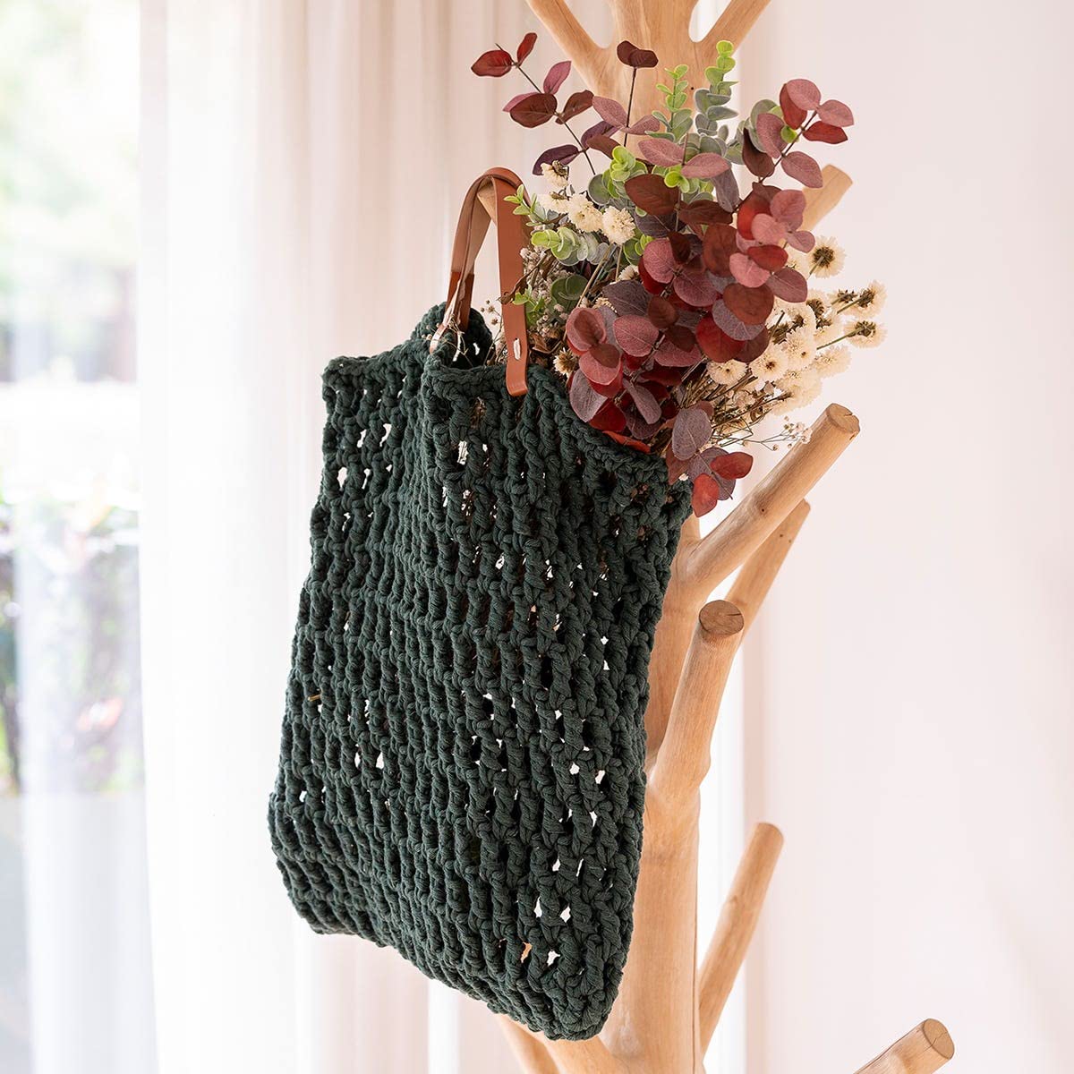 DIY Crochet Kit for Tiago Bag Pine - Complete Beginner Friendly Crochet Set with Yarn, Hook & Pattern - Perfect for Handmade Tote Bags, Beach Bags & Gift Making Projects