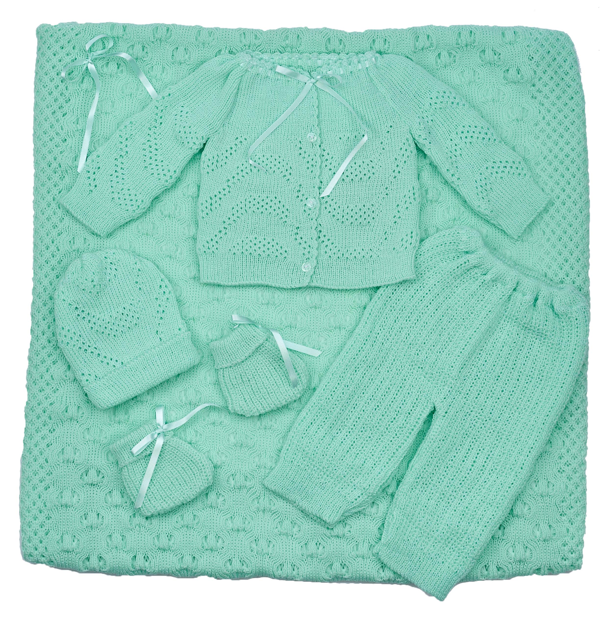 Soft Baby Crochet Blanket & Outfit Set - 5-Piece Newborn Clothing for Boys & Girls | Perfect for Photo Shoots, Gifts & Nursery Decor (BB3)
