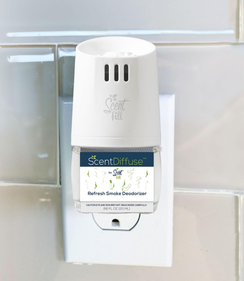Scent Fill Refresh Smoke Deodorizer Plug-in Air Freshener with 4 Scented Oil Refills - Eliminate Odors in Home, Office, Car & Bathroom