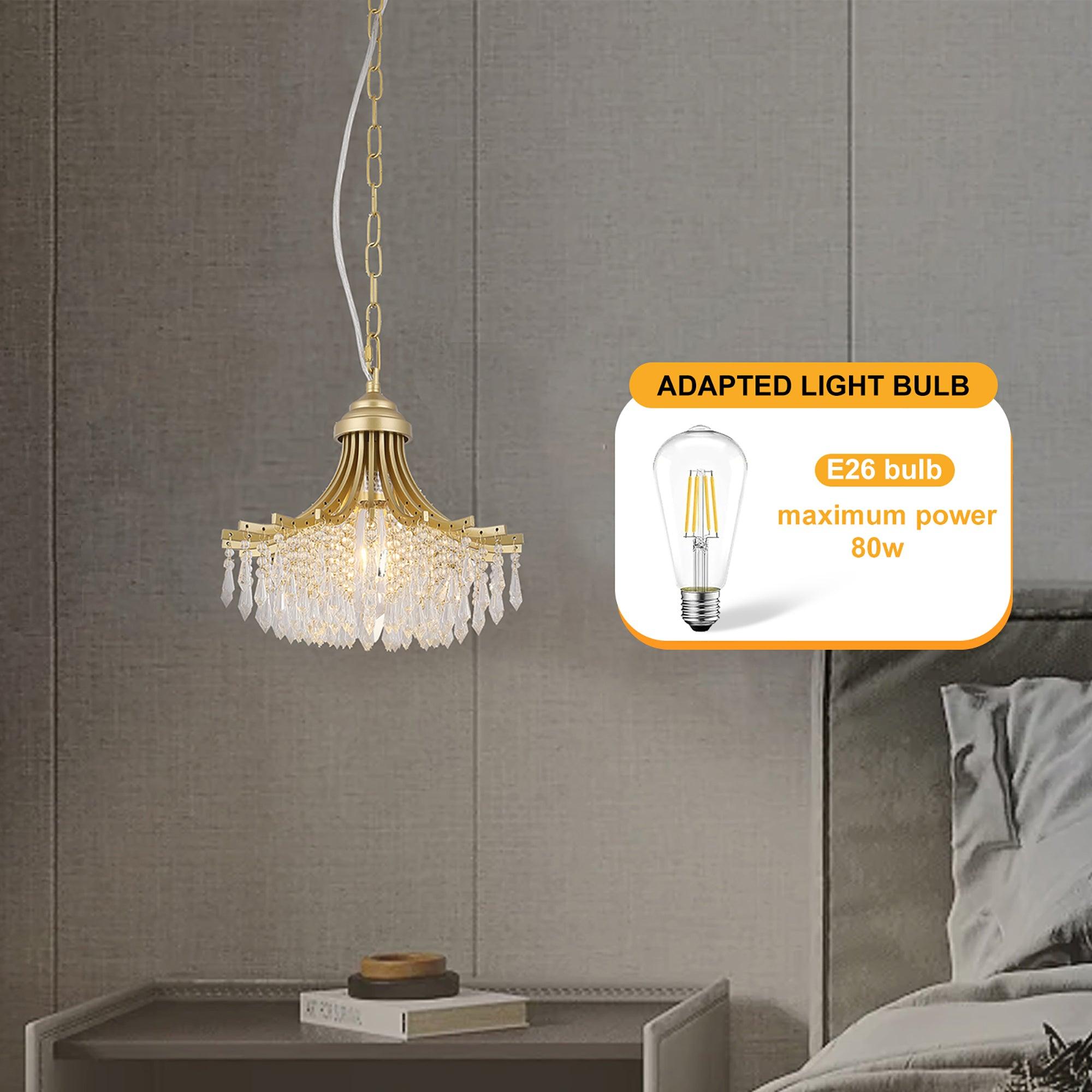 11.75 Inch Diameter x 10 Inch Height Matte Gold Glass Fan-Shaped Pendant Light - Single Bulb Chandelier for Dining Room, Kitchen Island or Bedroom Lighting