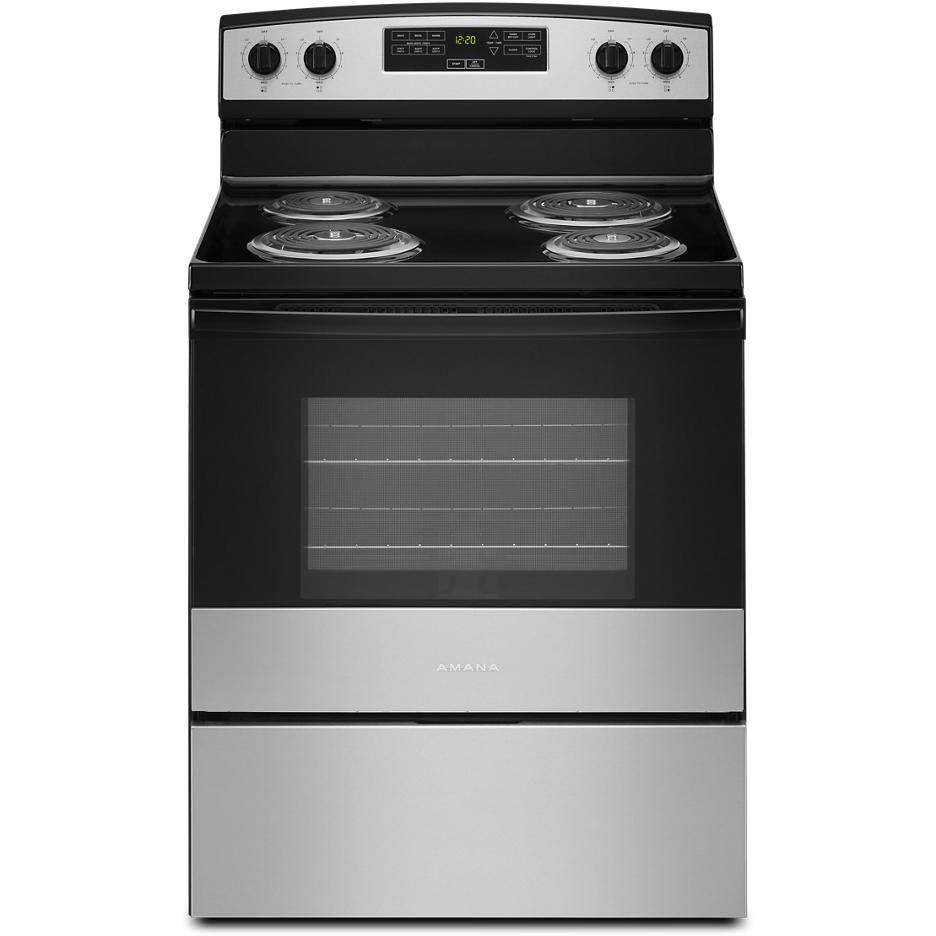 Amana 30 Inch Freestanding Electric Range YACR4303MMS - Stainless Steel Oven with Convection Bake - Perfect for Home Kitchens & Small Restaurants