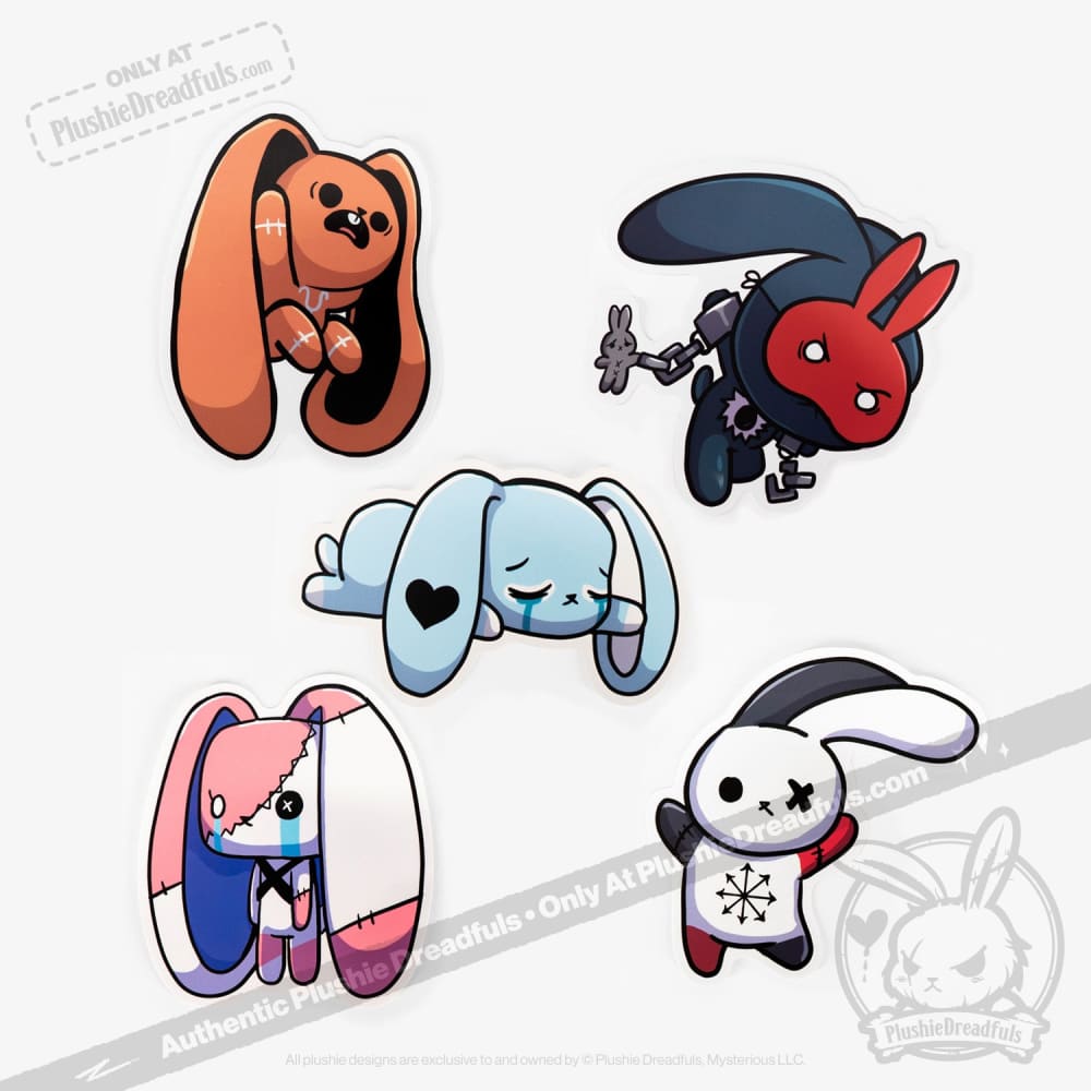 Plushie Dreadfuls Vinyl Sticker Pack Vol. 1 - Cute Kawaii Stickers for Laptops, Water Bottles & DIY Crafts - Perfect for Scrapbooking, Journaling & Gift Decorations