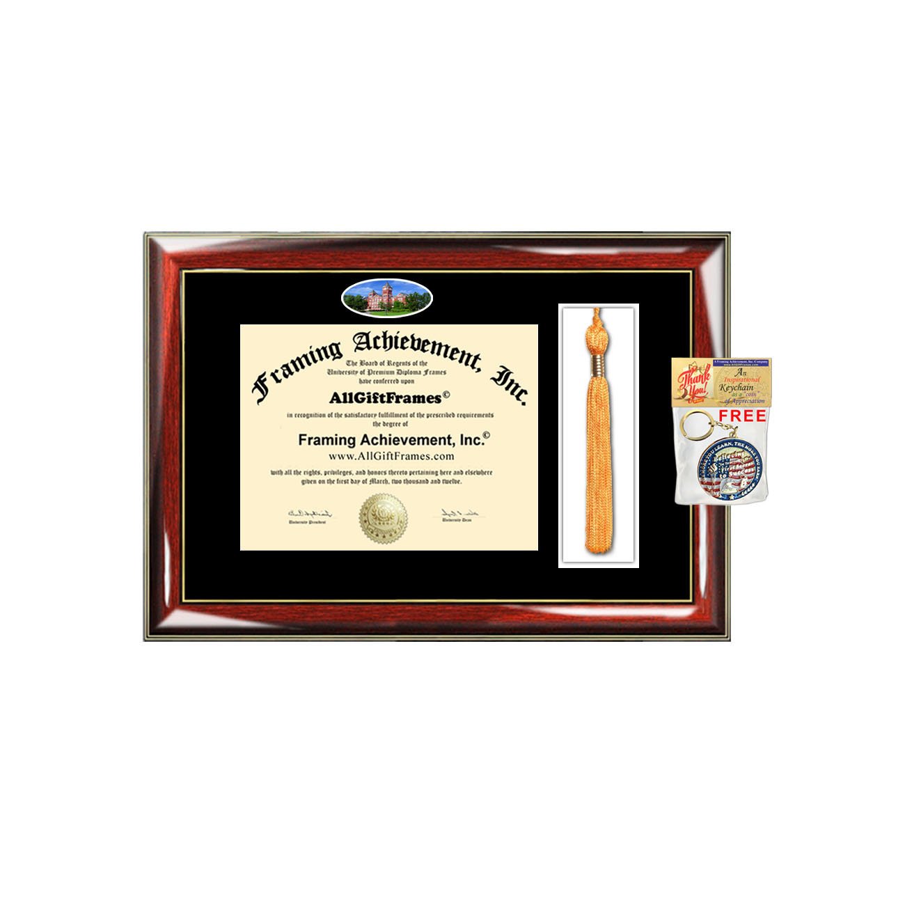 Auburn University Custom Diploma Frame with Double Plaque - Bachelor, Master, MBA, Doctorate, PhD Certificate Display - Graduation Tassel Holder & Campus Picture Frame - Perfect for Office Decor, Home Display & Alumni Gifts