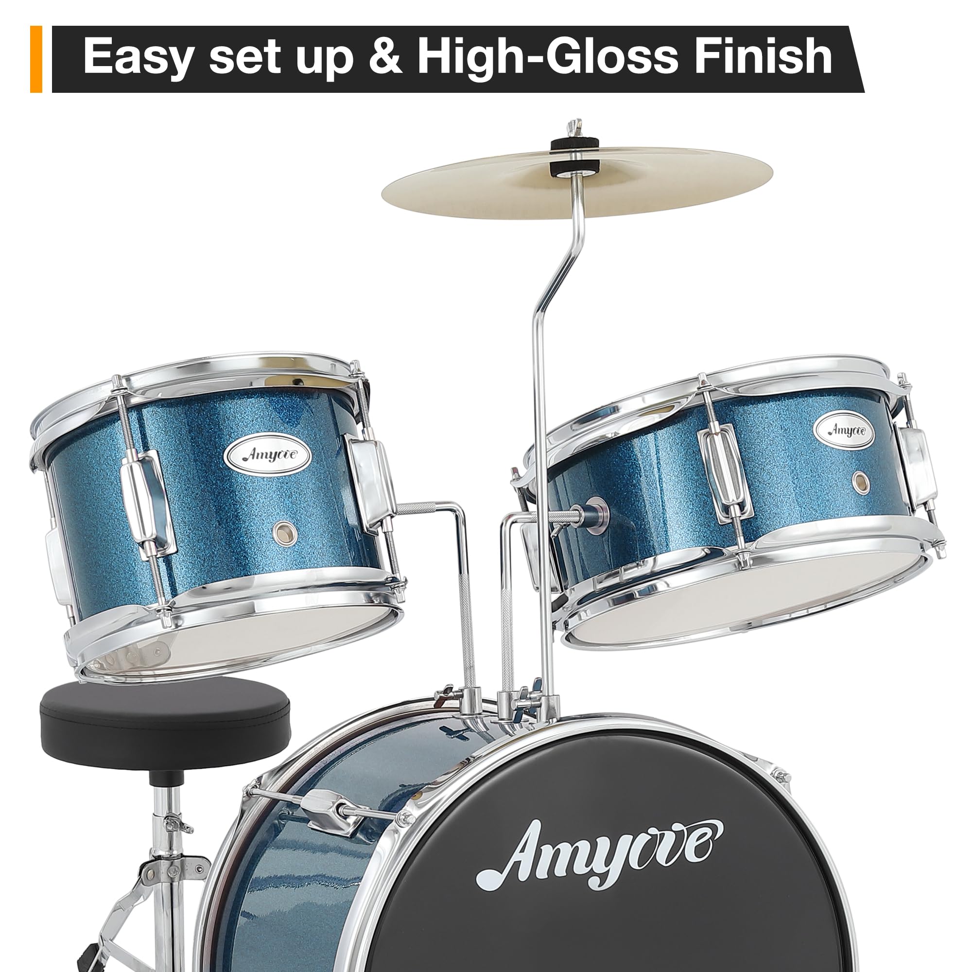 3-Piece Beginner Drum Set with 10