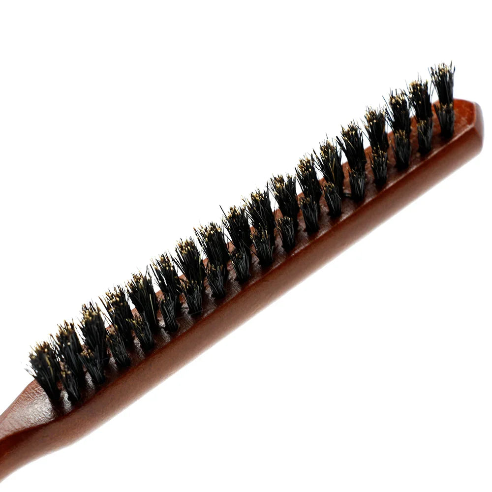Natural Wooden Hair Brush for Detangling & Styling - Eco-Friendly Boar Bristle Brush for Smooth, Shiny Hair - Perfect for Daily Hair Care & Scalp Massage at Home or Travel