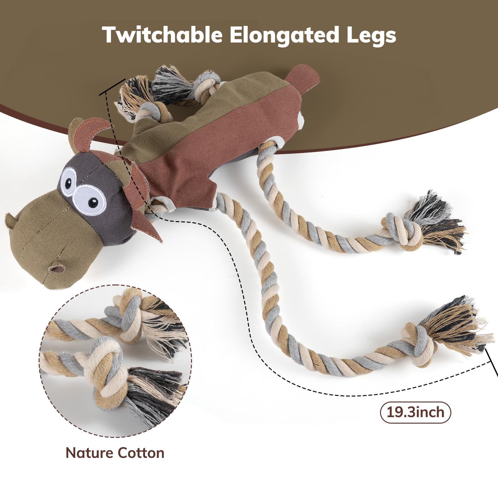 Large Dog Squeaky Toys - Durable Giraffe Tug of War Plush with Crinkled Paper, Interactive Stuffed Animal for Puppies & Big Breeds, Perfect for Indoor Play & Outdoor Training