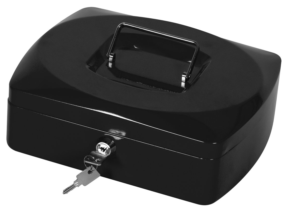 10 Inch Black Cash Box with Key Lock - Secure Money Storage for Small Businesses, Events, and Home Use