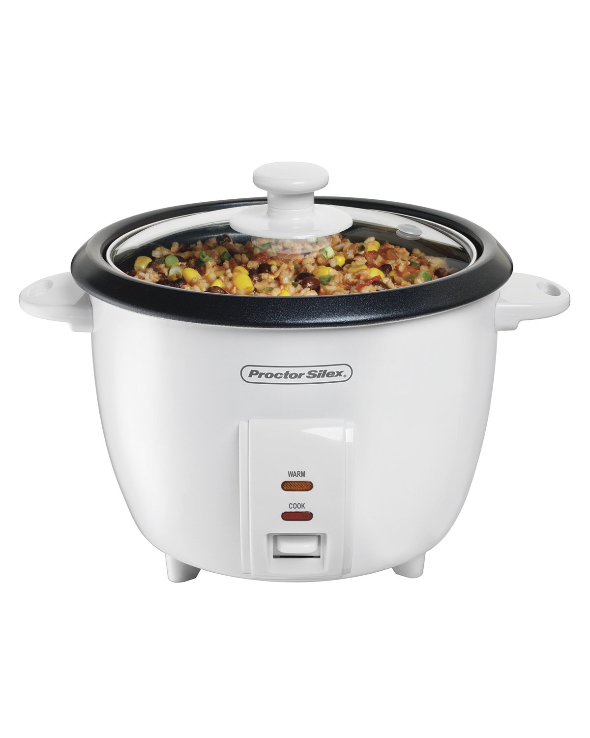 Proctor Silex 5-Cup (Uncooked) to 10-Cup (Cooked) Rice Cooker - White (37533N) | Perfect for Small Families & Meal Prep | Compact & Efficient Kitchen Appliance