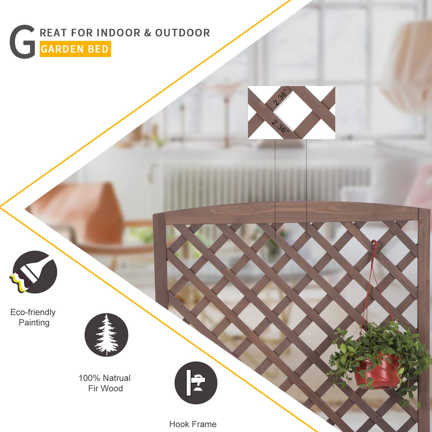 **Aivituvin Large Raised Garden Bed with Trellis - Outdoor Planter Box for Flowers, Vegetables & Vines - Vertical Lattice Panels for Climbing Plants - Perfect for Patio, Backyard & Balcony Gardening**
