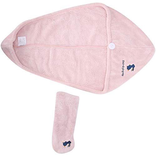 Soft Coral Fleece Hair Towel Wrap for Women & Men - Skin-Friendly Quick Dry Hair Towel with Headband for Washing Face & Makeup (Pink Hair Cap + Headband) - Perfect for Shower, Spa & Salon Use