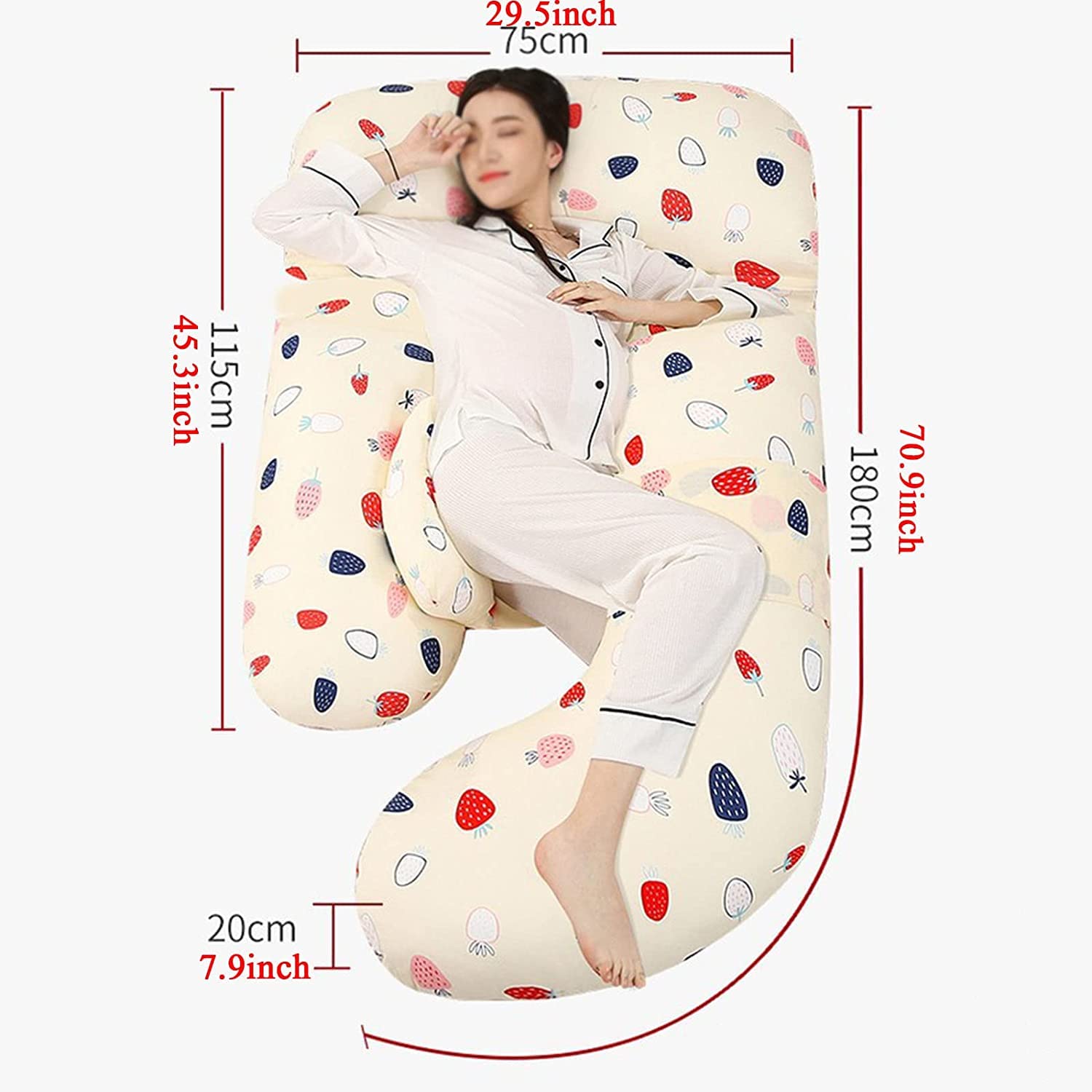 G-Shaped Maternity Pillow - Double Layer Yarn Fabric Pregnancy Support Pillow with Adjustable Lumbar Support | Detachable & Washable | Perfect for Side Sleeping, Back Pain Relief & Comfort During Pregnancy