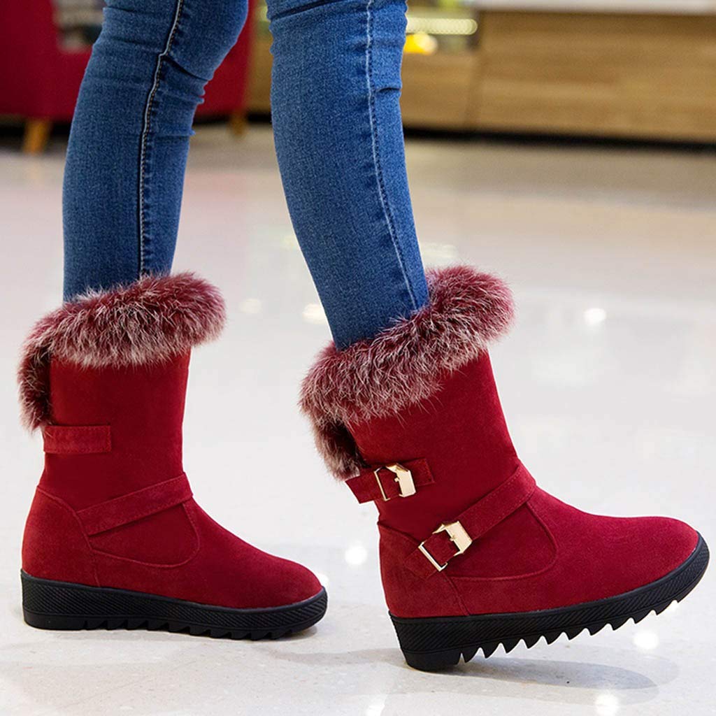 Gibobby Women's Flat Snow Boots - Warm Bucket Ankle Booties for Winter | Slip On Comfortable Outdoor Shoes for Snow, Hiking & Casual Wear