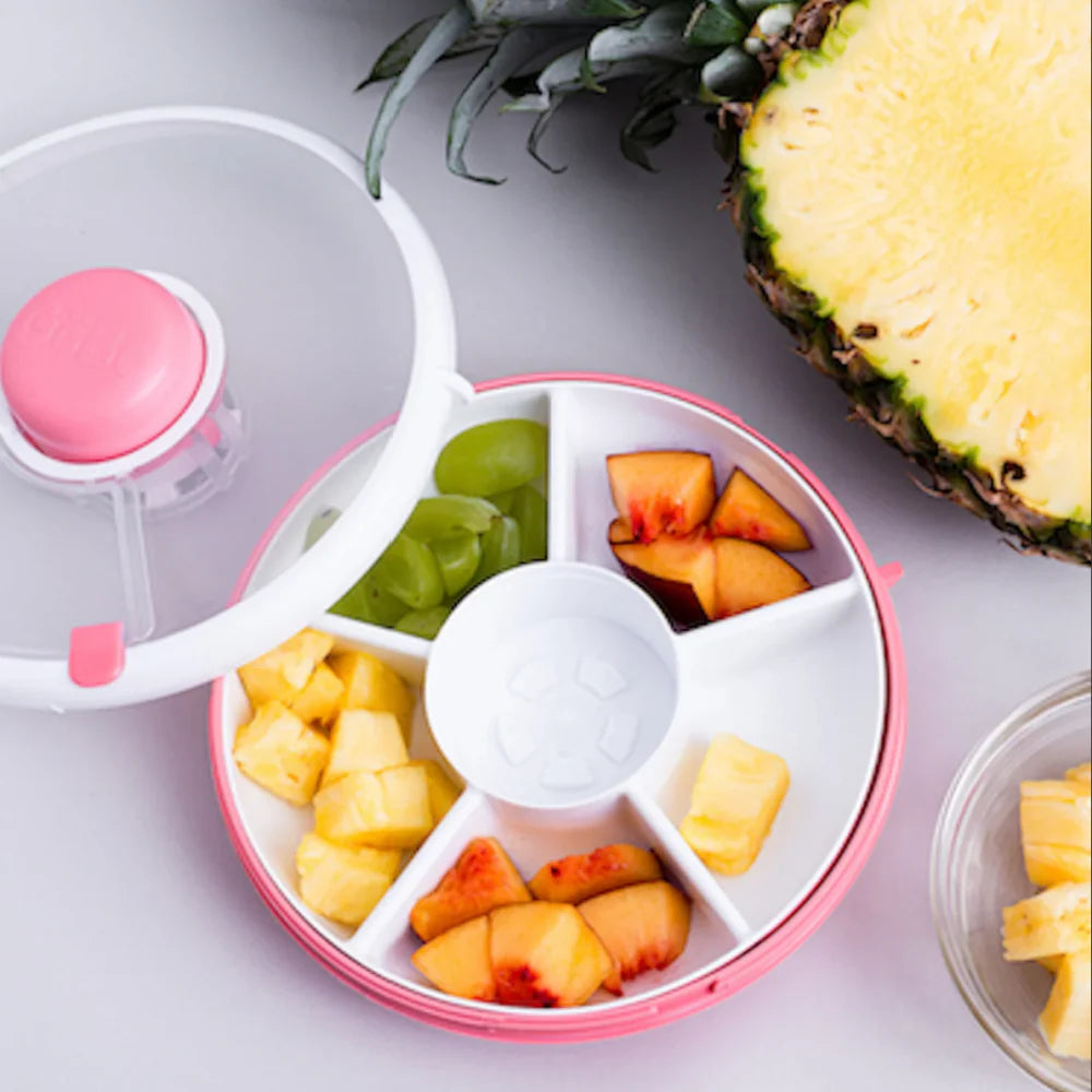 Gobe Original Snack Spinner - Fun & Interactive Toddler Snack Dispenser Toy in Coral Pink | Perfect for Daycare, Travel & Mess-Free Snacking