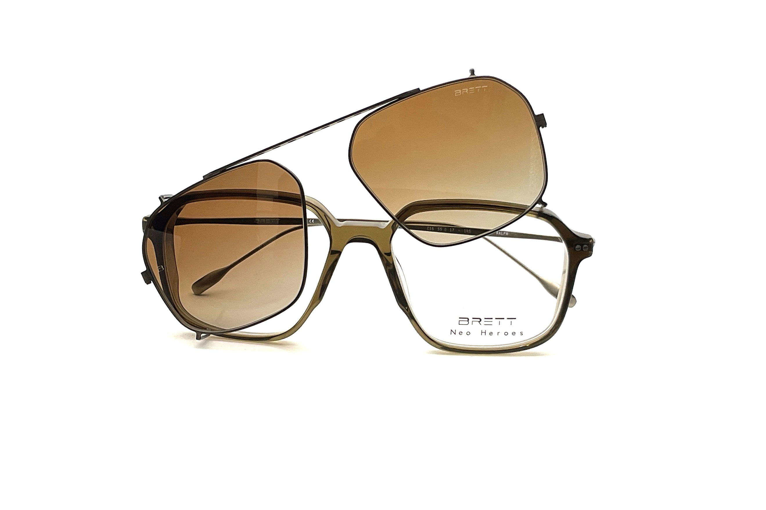BRETT Eyewear Ralph Clip-On Sunglasses 55mm Gunmetal Frame - Stylish & UV Protection for Driving, Outdoor Activities & Fashion Accessories