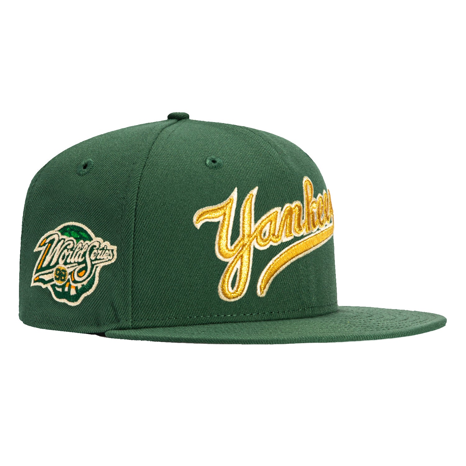 New Era 59Fifty New York Yankees 1998 World Series Patch Script Baseball Cap - Green & Metallic Gold - MLB Officially Licensed Hat for Baseball Fans & Sports Collectors - Perfect for Games, Gifts & Streetwear Fashion