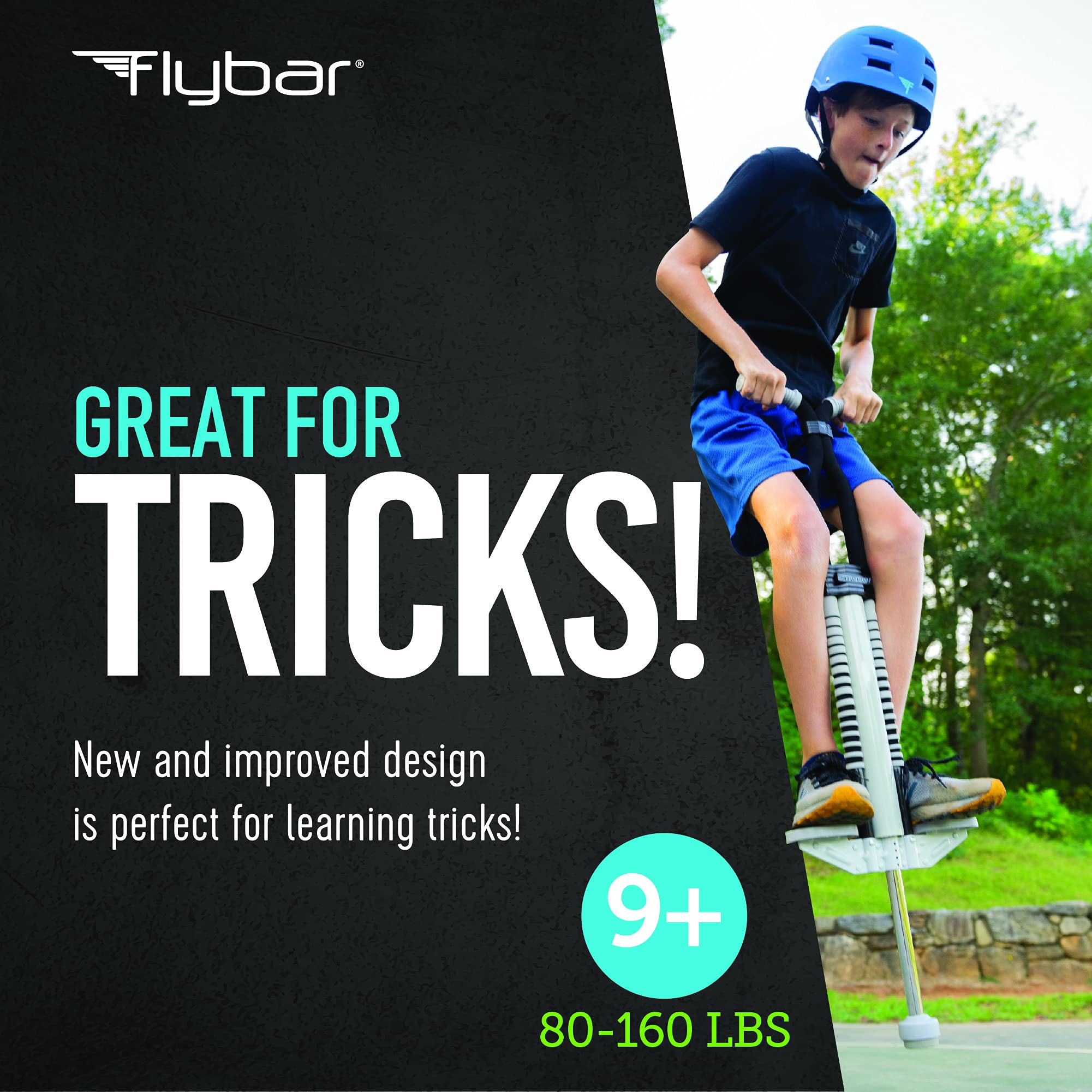 Flybar Master Pogo Stick for Kids & Teens - Outdoor Bouncing Toy for Ages 9+, Supports 80-160 lbs with Easy-Grip Handles & Anti-Slip Pegs - Perfect for Backyard Play, Birthday Gifts, and Active Outdoor Fun