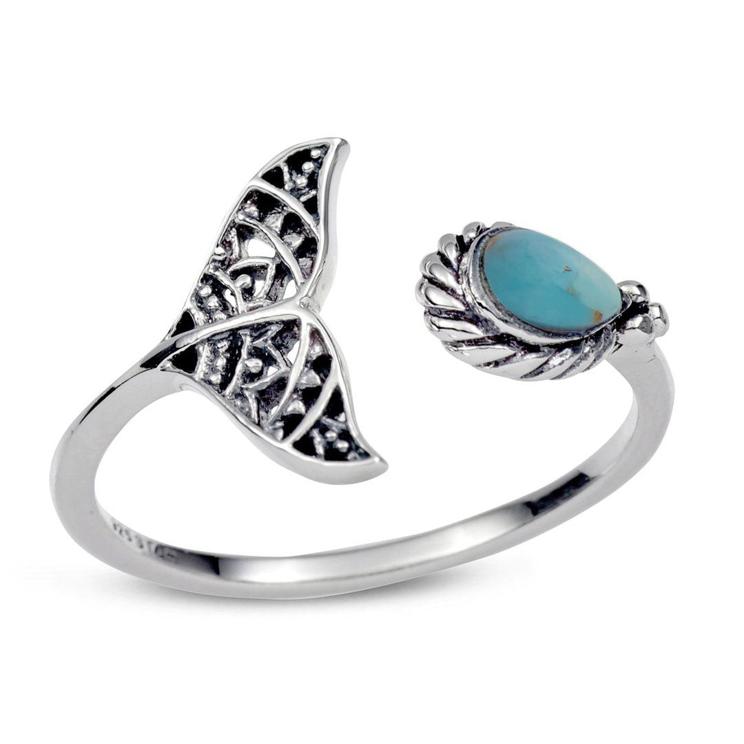 Under the Sea Turquoise Ring - Handmade Sterling Silver Ocean Jewelry for Women | Perfect for Beach Vacations, Boho Fashion & Gift Giving