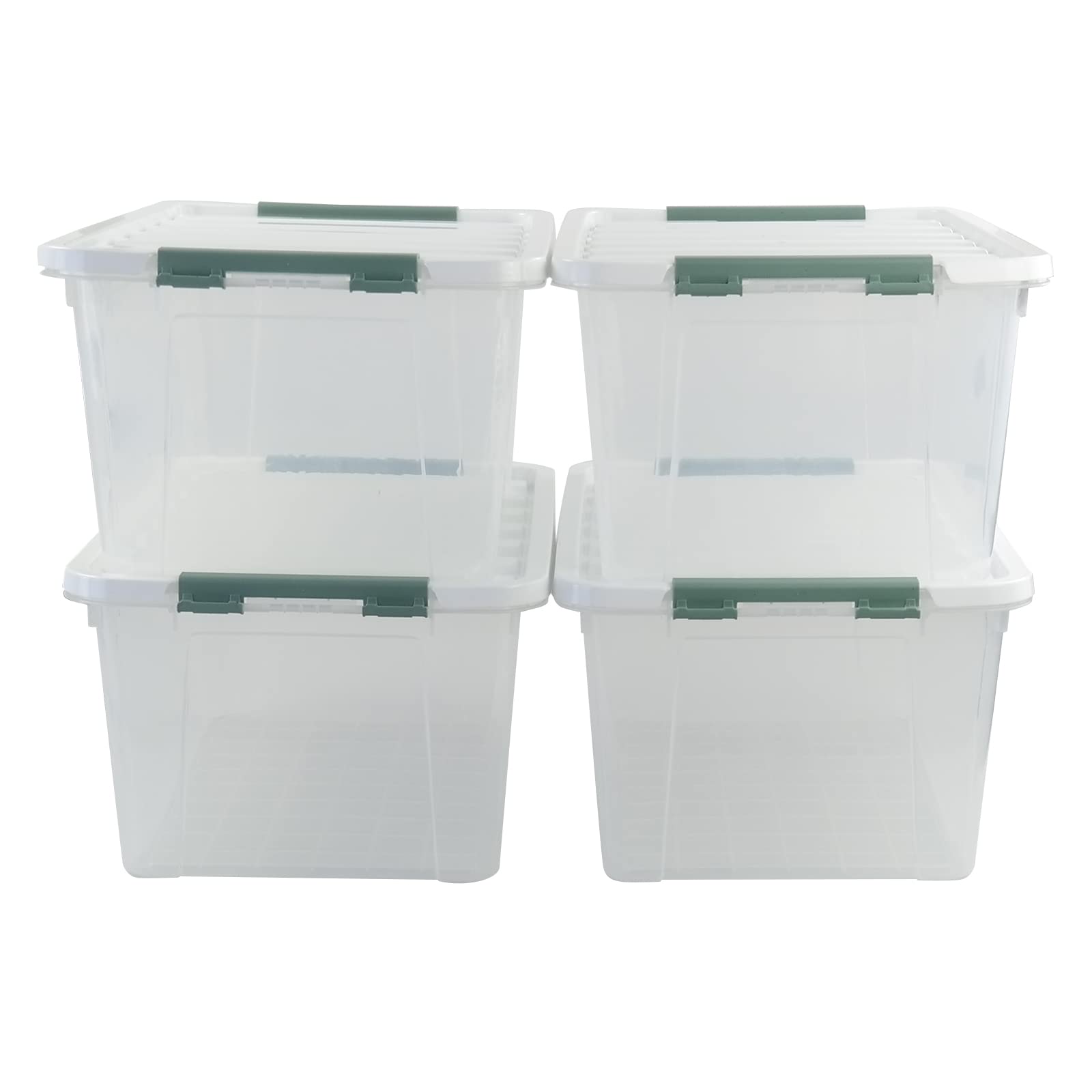 Jekiyo 32 Quart Clear Plastic Storage Boxes with Lids - 4 Pack Multipurpose Organizer Bins for Home, Office, Closet & Garage Organization