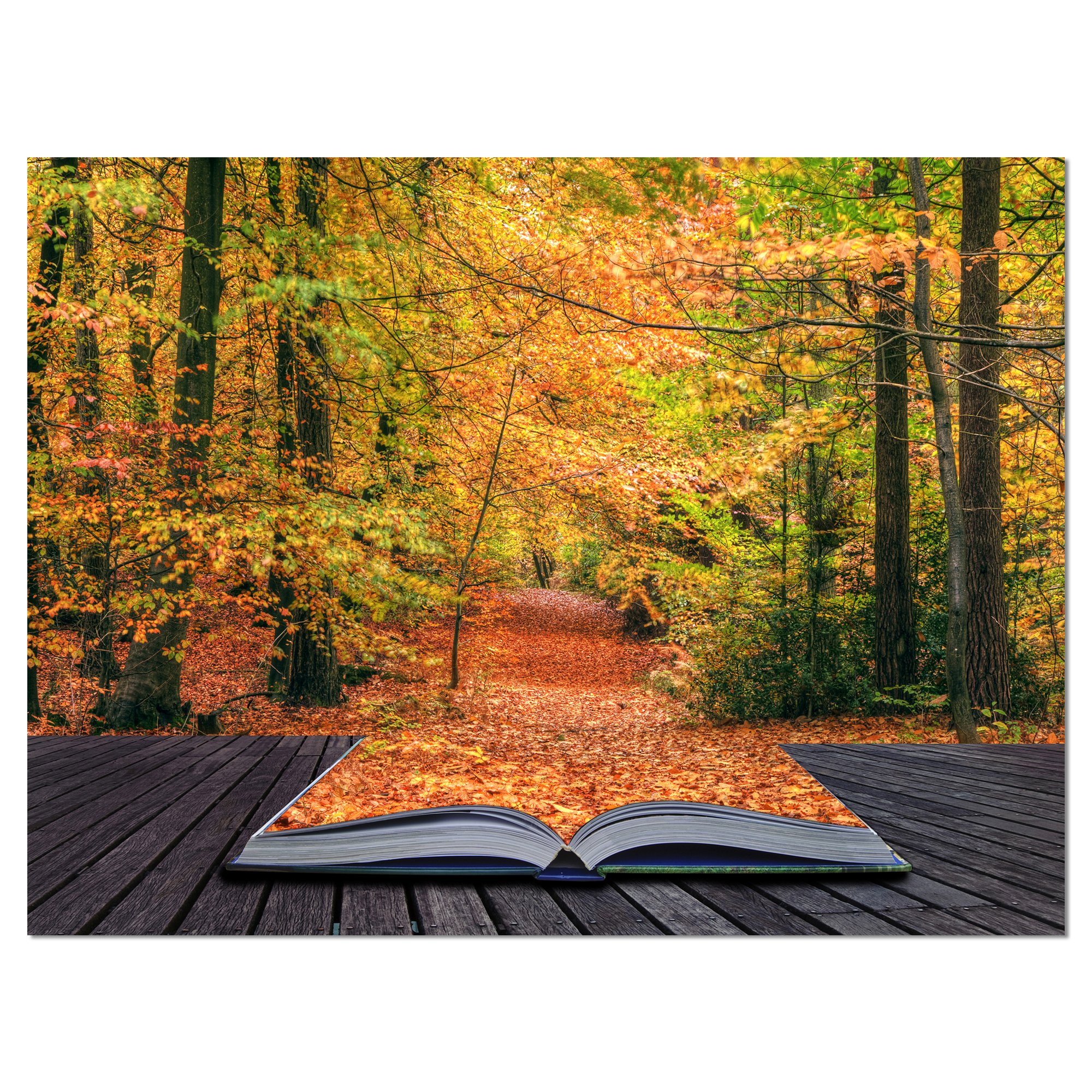 Autumn Landscape Canvas Art Print - Open Book Design for Home & Office Decor | Perfect for Living Room, Bedroom, or Study