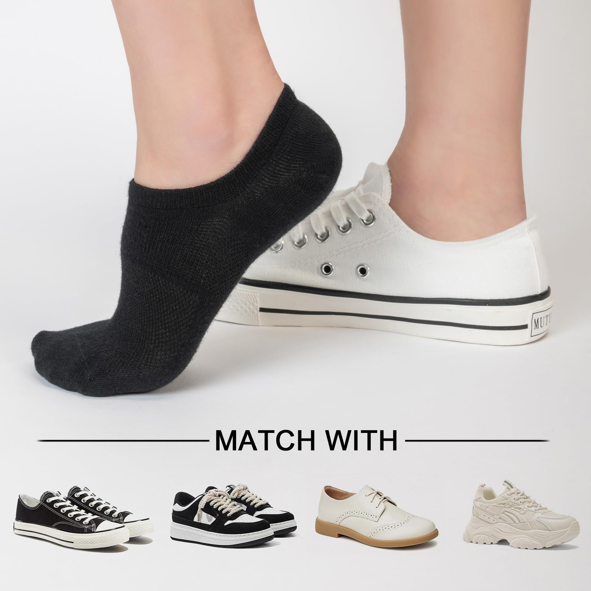 Women's No Show Socks 8-Pack - Non-Slip Invisible Ankle Socks for Running & Casual Wear