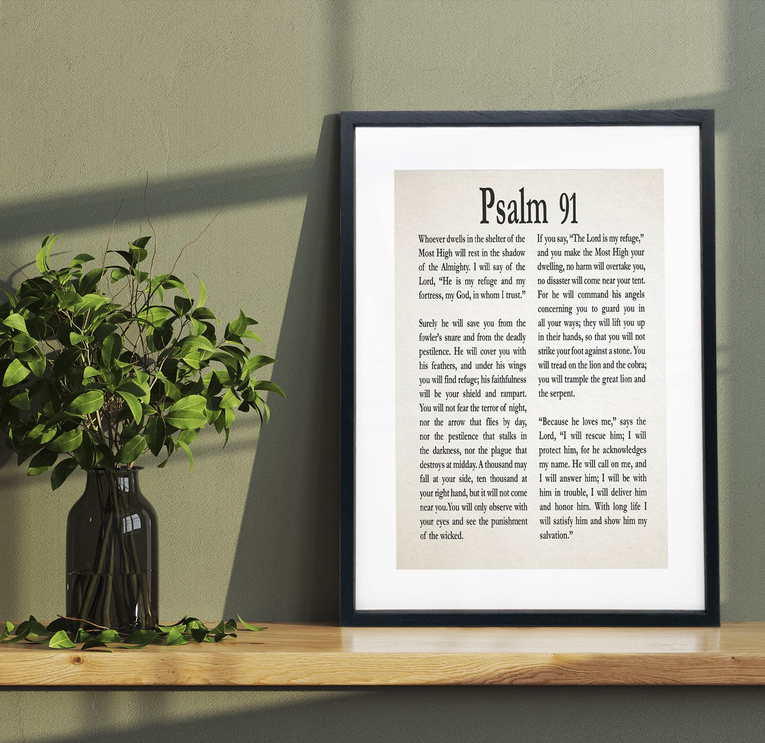 Framed Psalm 91 Print - Christian Bible Verse Wall Art Decor, Religious Gift for Home, Office & Bedroom - Inspirational Scripture Poster (5x7 Inches, Ivory) | Perfect for Prayer Rooms, Church Gifts & Spiritual Encouragement