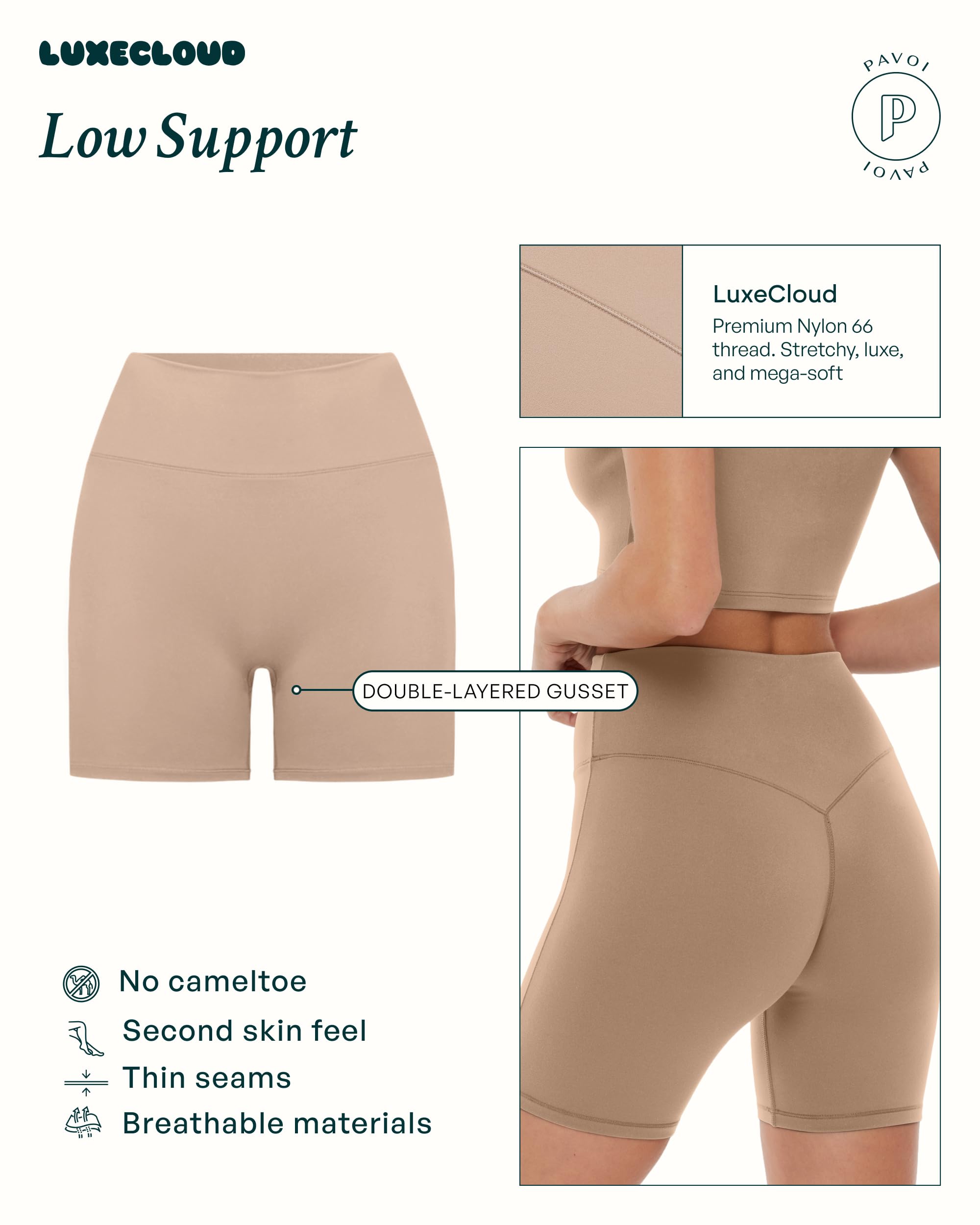 PAVOI ACTIVE High Waisted Buttery Soft Yoga Shorts for Women | 6-Inch Biker Shorts with Sculpting Fit | LuxeCloud Sand | Perfect for Pilates, Yoga & Gym Workouts