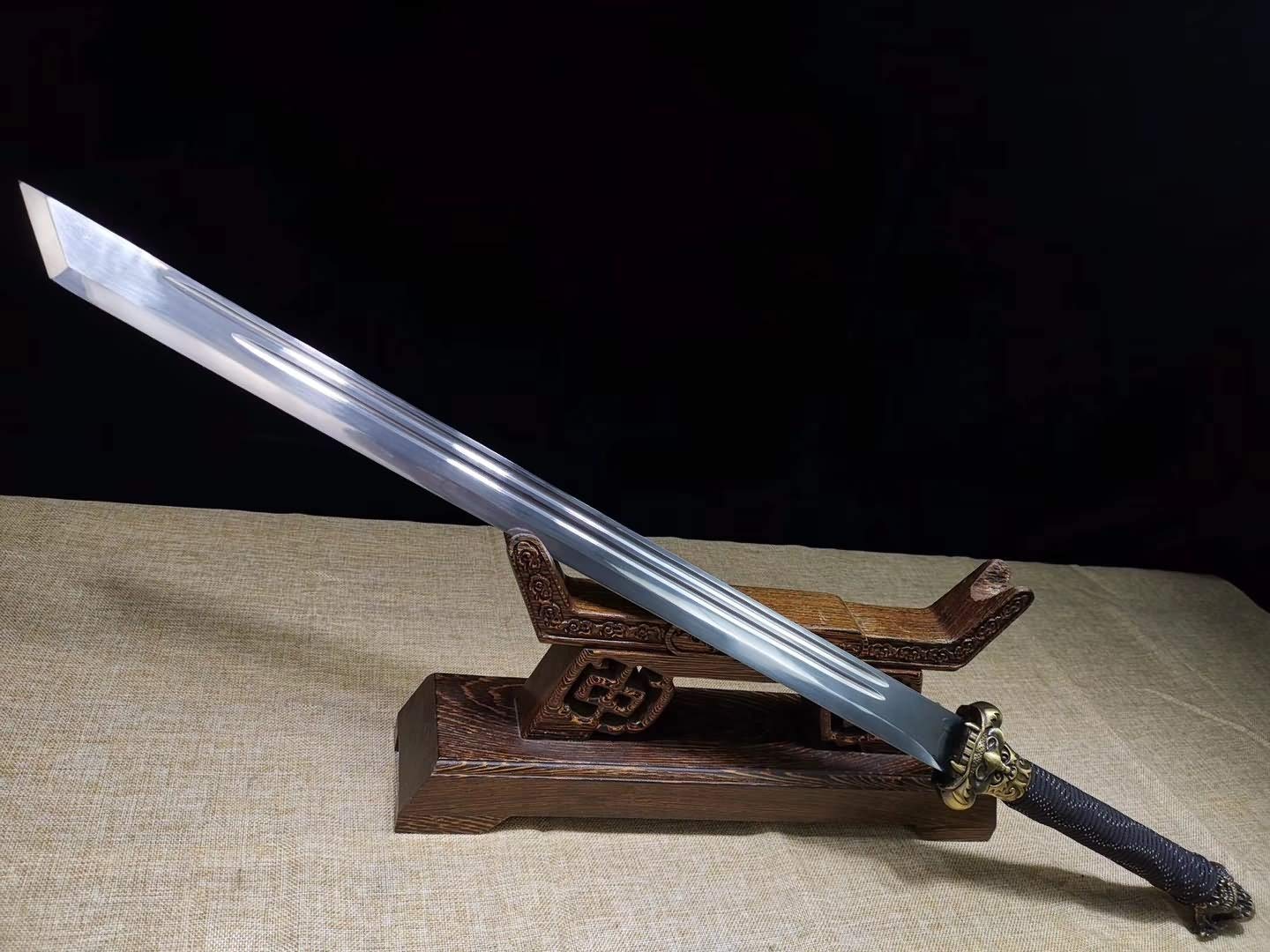 Handmade Full Tang Chinese Dragon Sword - High Carbon Steel Blade & Faux Leather Scabbard | Authentic LONGSWORD Tang Dao for Martial Arts Training, Historical Collection & Unique Gift | Perfect for Cosplay, Display & Chinese Culture Enthusiasts