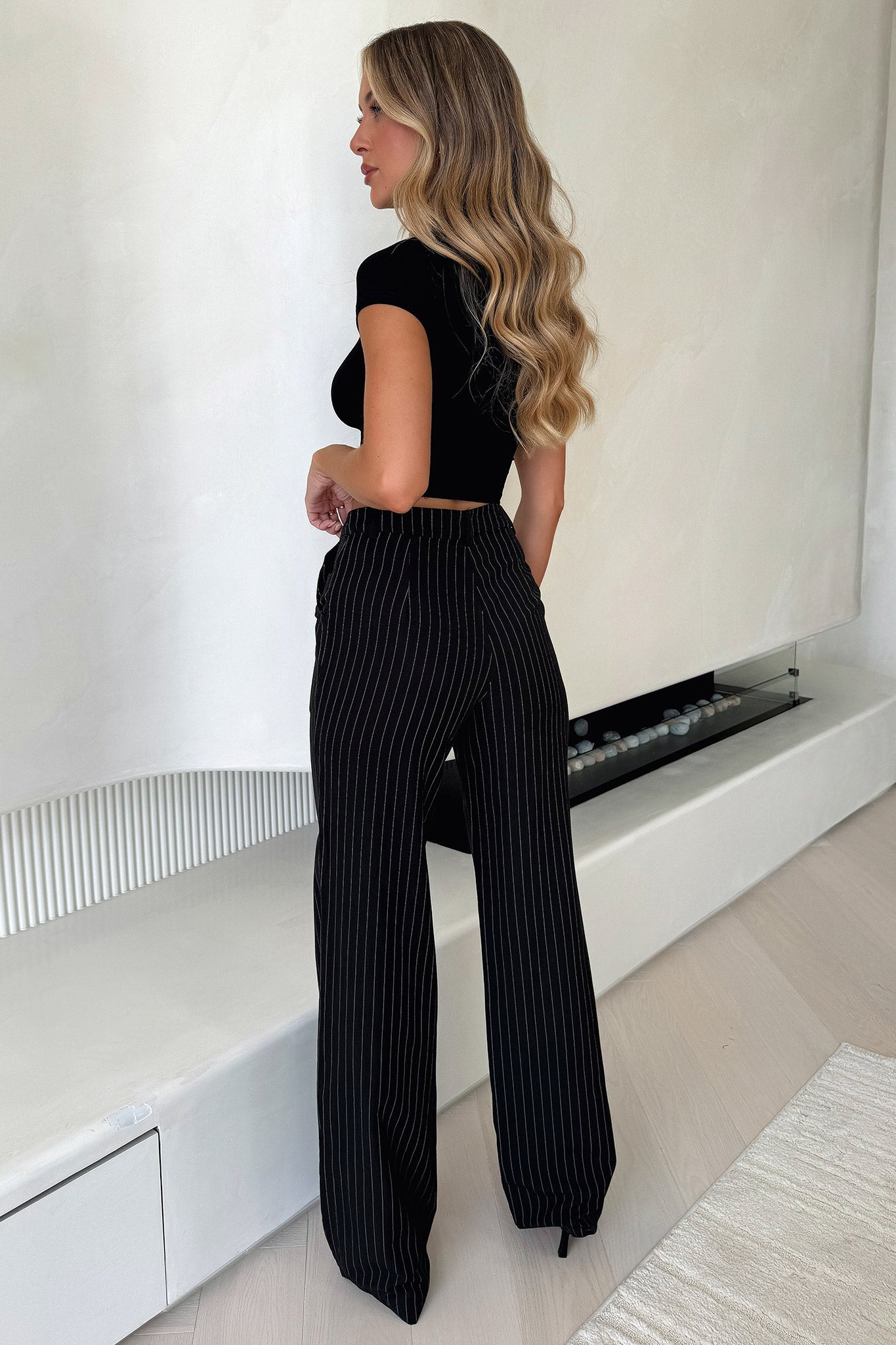 Alaric Black Pinstripe Dress Pants for Tall Men - Formal Office Wear & Business Attire for Professional Occasions