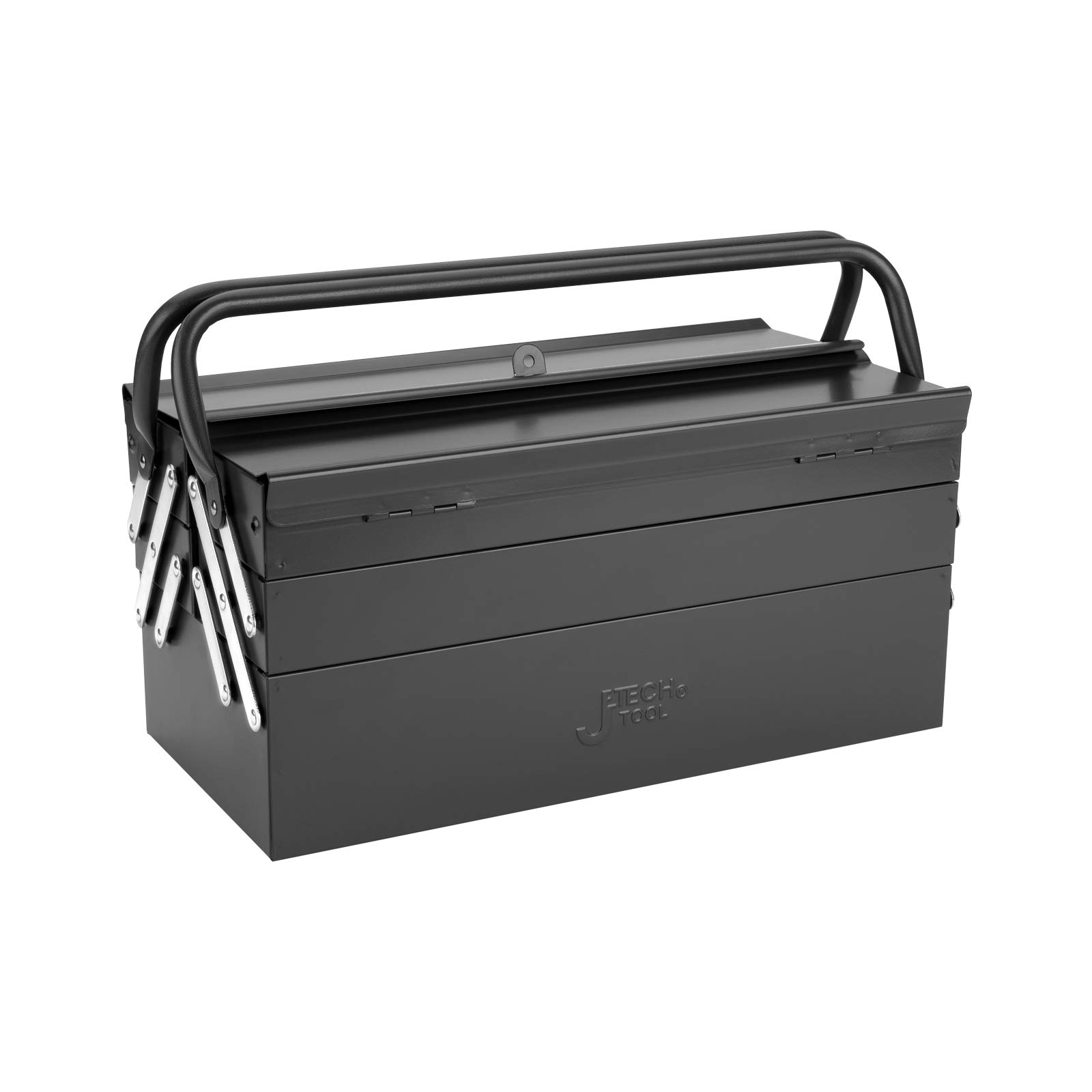 JETECH 18-Inch Cantilever Metal Tool Box with 5-Tray Organizer - Portable Steel Tool Chest Cabinet for Garage, Workshop & DIY Projects - Heavy Duty Dark Grey Tool Storage Solution