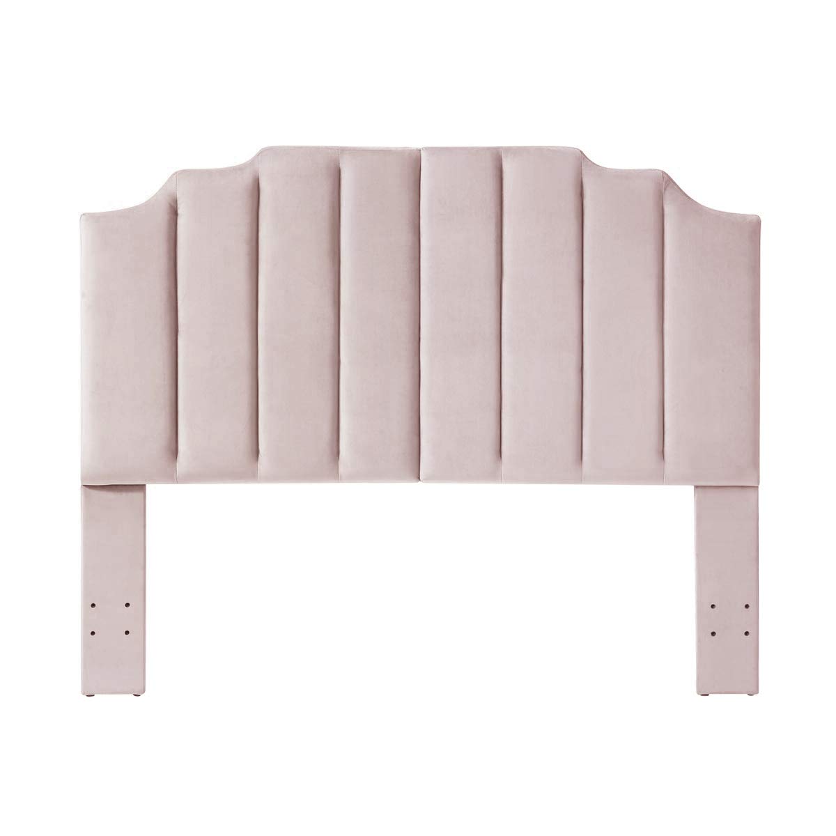 24K Gold Pink Velvet Upholstered Queen/Full Size Headboard - Tufted Bed Headboard with Modern Vertical Channel & Curved Design - Perfect for Master Bedroom, Guest Room & Luxury Home Decor (Pink)