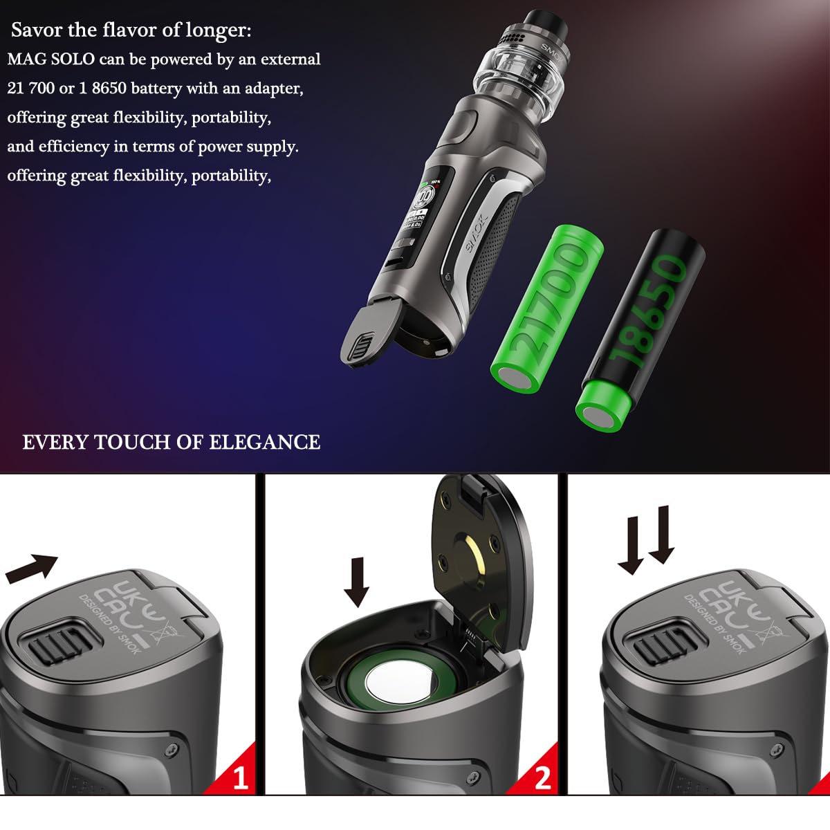 SMOK 100W Mag Solo Kit - Rechargeable 2500mAh Vape Starter Set with 5ml T-Air Subtank | Electronic Cigarette & Vaporizer Complete Kit (No E-Liquid/No Nicotine, Matte Black) - Perfect for Beginners & Cloud Chasing Enthusiasts