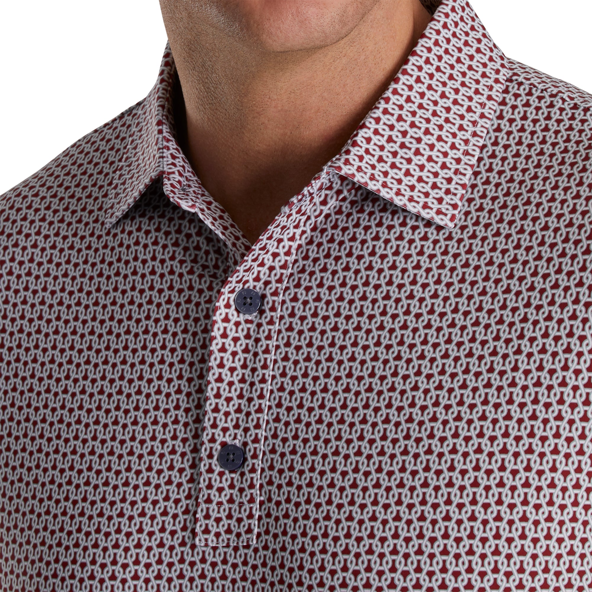 FootJoy Men's Merlot Golf Polo Shirt - Breathable Lisle Fabric, Loop Print Design for Comfort & Style - Perfect for Golf Courses, Casual Wear & Outdoor Activities